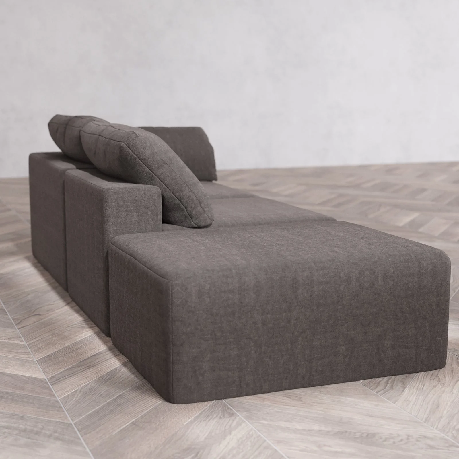 Slipcover Only - Modular Washable 2-Seater Open End Cloud Sofa in Truffle | Right-Facing Arm - Image 6