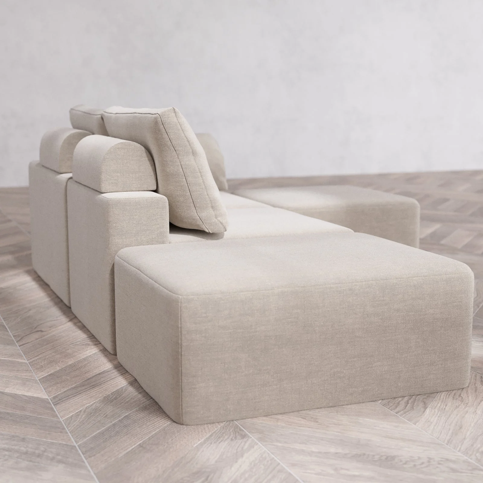 Slipcover Only - Modular Washable 2-Seater Open End Sectional Cloud + Bolster Sofa in Caraway | Right-Facing Arm - Image 6