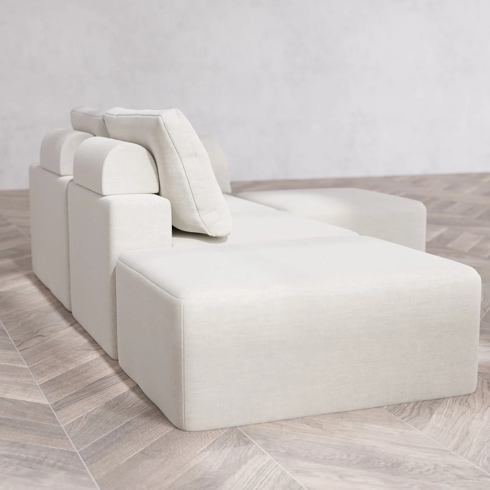 Slipcover Only - Modular Washable 2-Seater Open End Sectional Cloud + Bolster Sofa in Cashew | Right-Facing Arm - Image 6