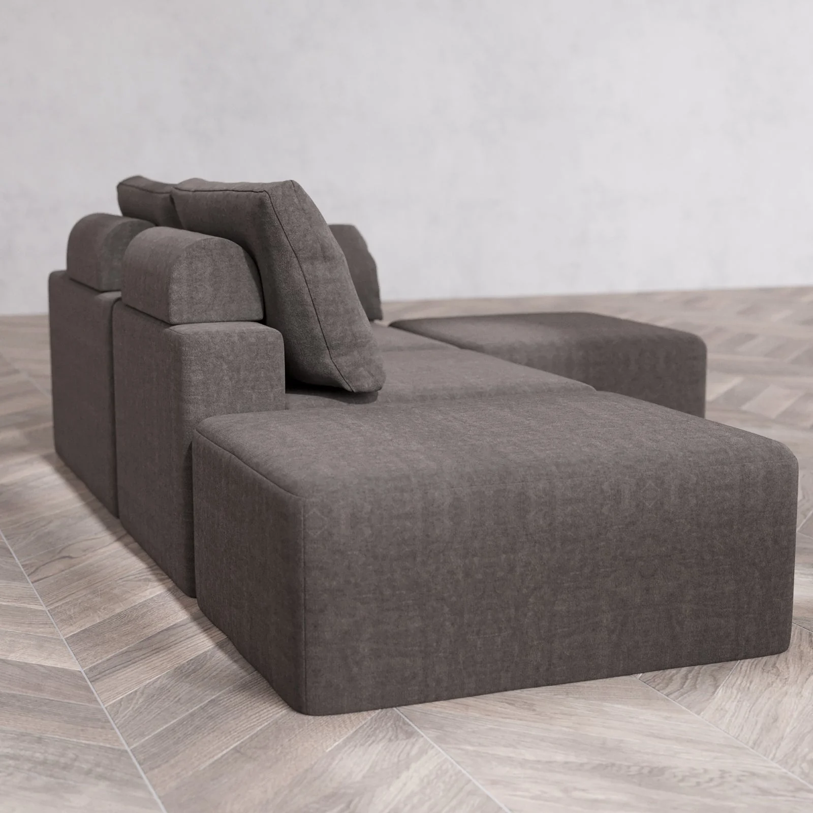 Slipcover Only - Modular Washable 2-Seater Open End Sectional Cloud + Bolster Sofa in Truffle | Right-Facing Arm - Image 6