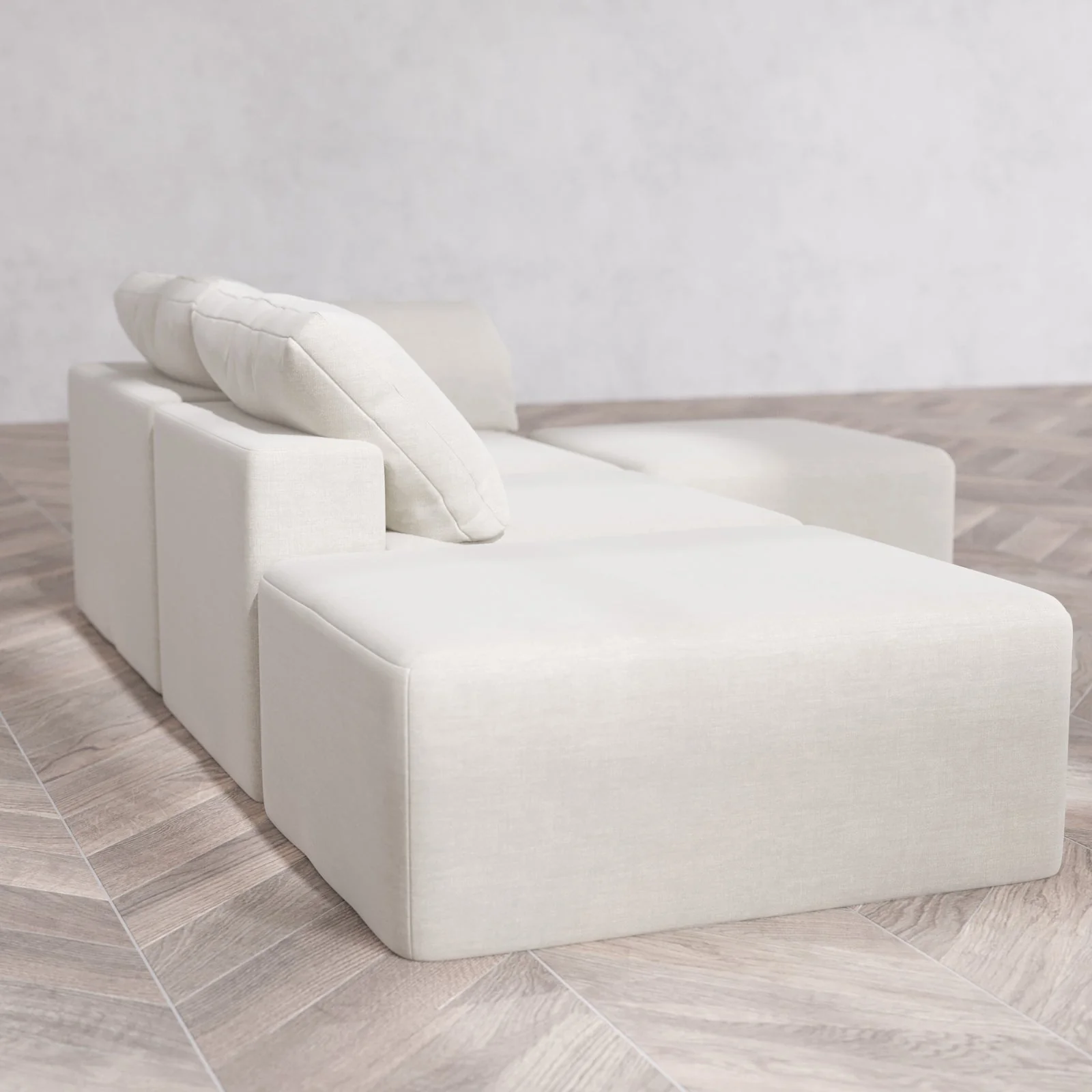 Slipcover Only - Modular Washable 2-Seater Open End Sectional Cloud Sofa in Cashew | Right-Facing Arm - Image 6