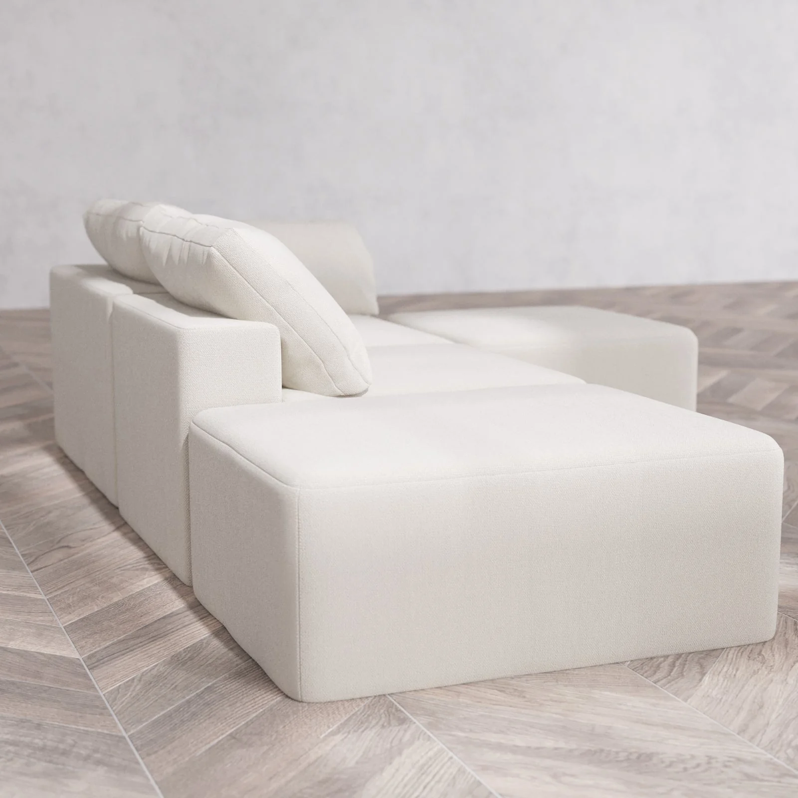 Slipcover Only - Modular Washable 2-Seater Open End Sectional Cloud Sofa in Pearl | Right-Facing Arm - Image 6
