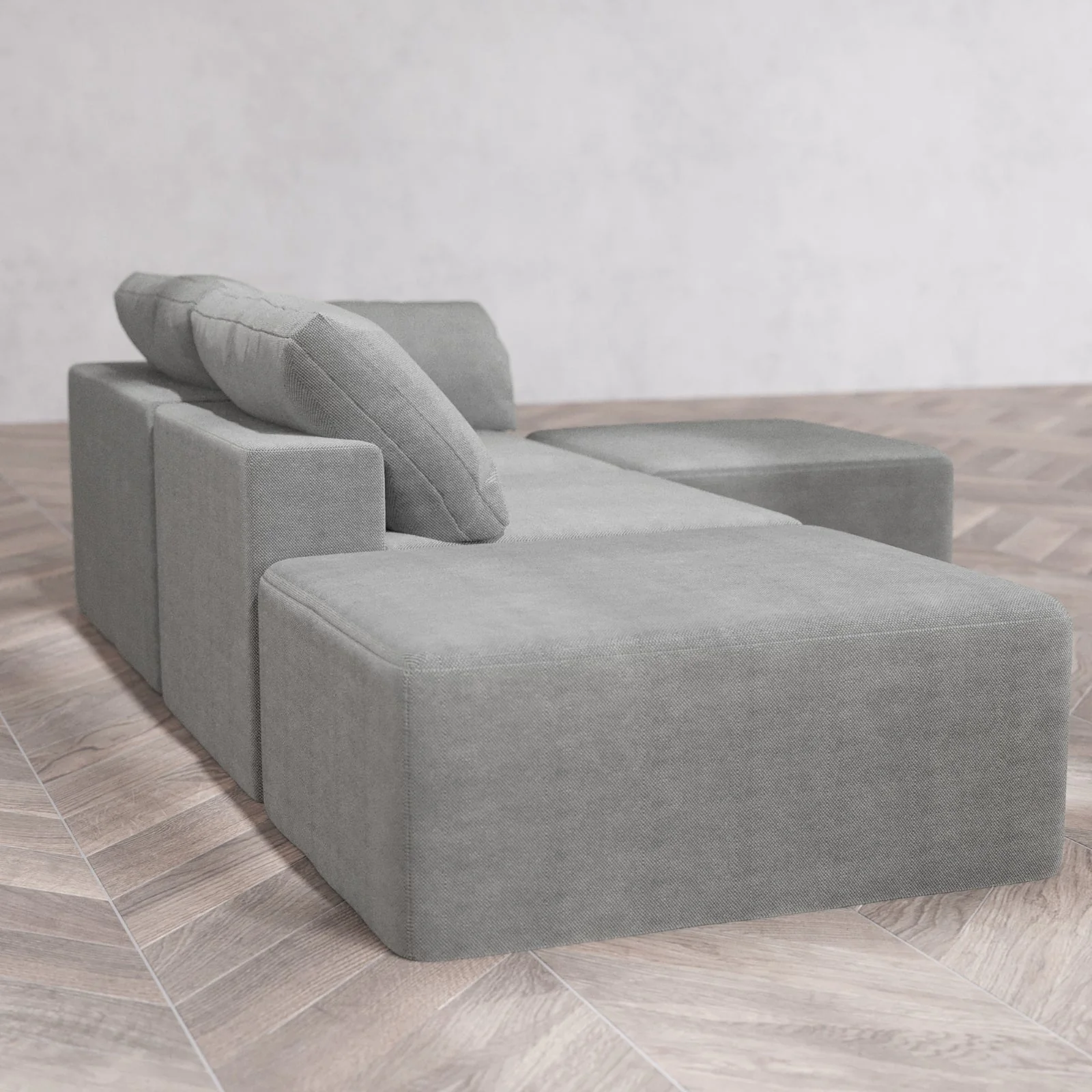 Slipcover Only - Modular Washable 2-Seater Open End Sectional Cloud Sofa in Slate | Right-Facing Arm - Image 6