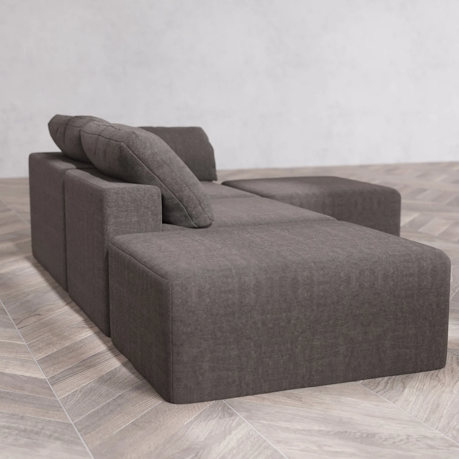Slipcover Only - Modular Washable 2-Seater Open End Sectional Cloud Sofa in Truffle | Right-Facing Arm - Image 6