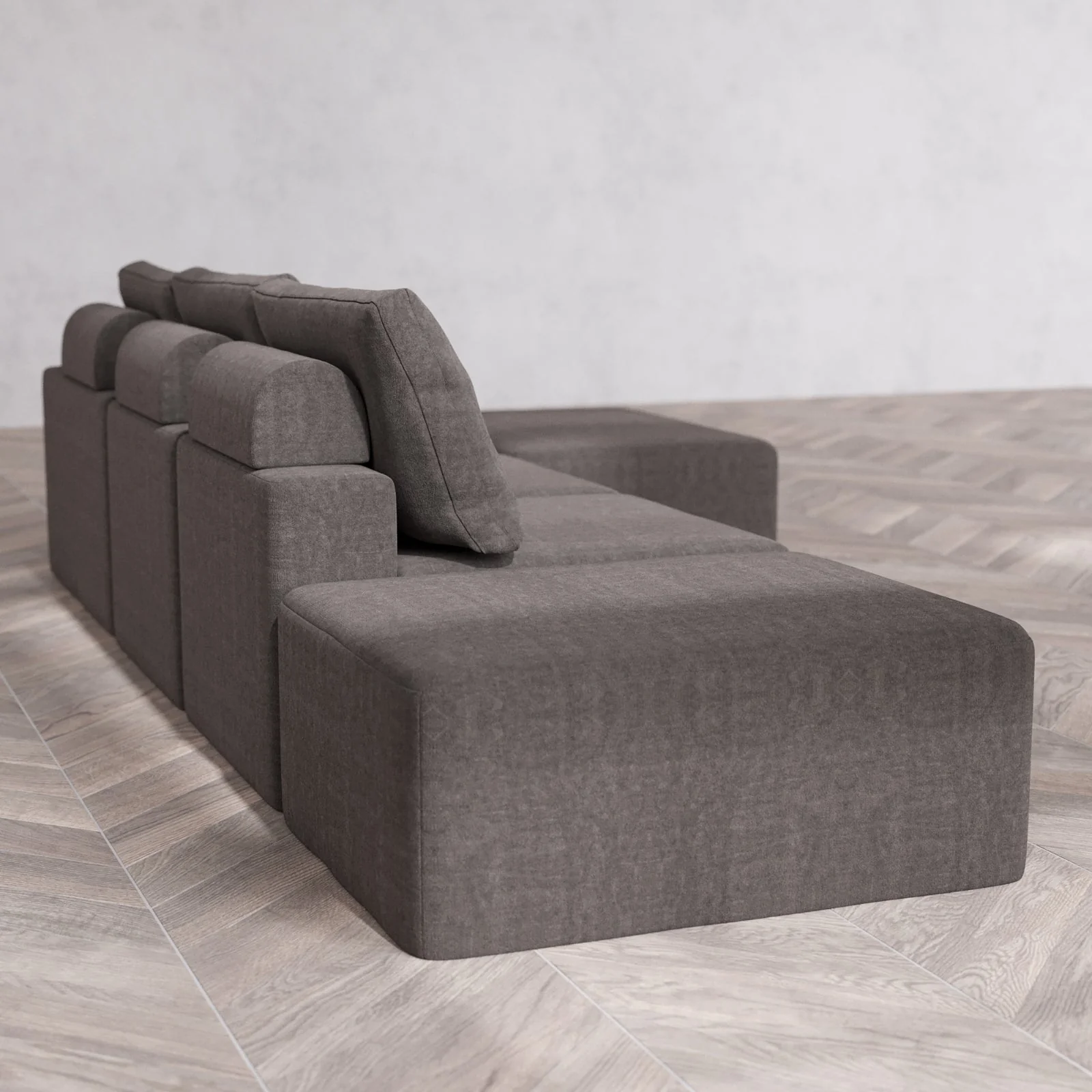 Slipcover Only - Modular Washable 3-Seater Open End Chaise Sectional Cloud + Bolster Sofa in Truffle | Right-Facing Arm - Image 6