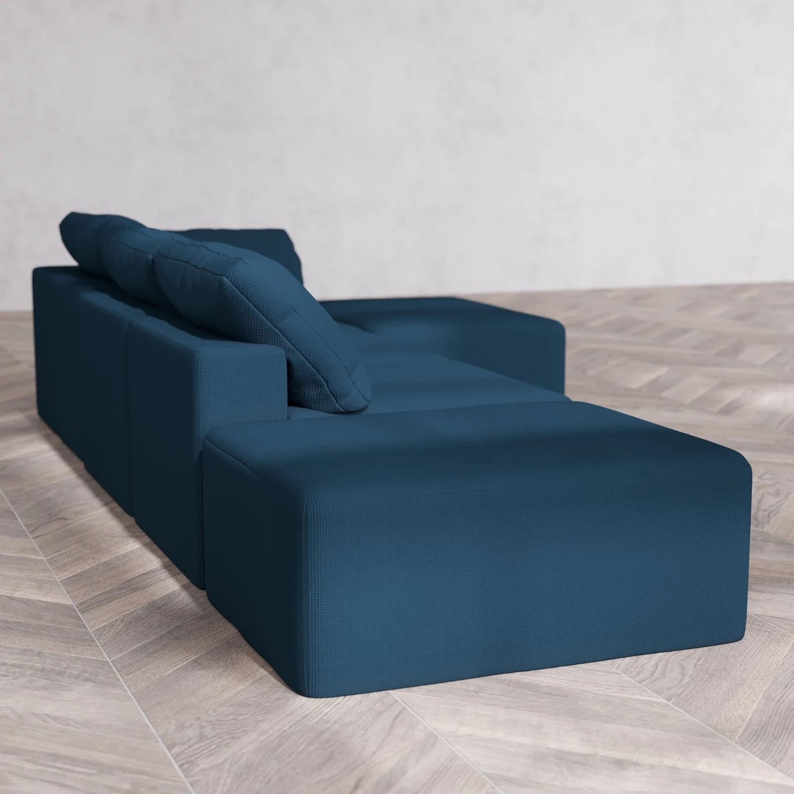 Slipcover Only - Modular Washable 3-Seater Open End Chaise Sectional Cloud Sofa in Lazuli | Right-Facing Arm - Image 6