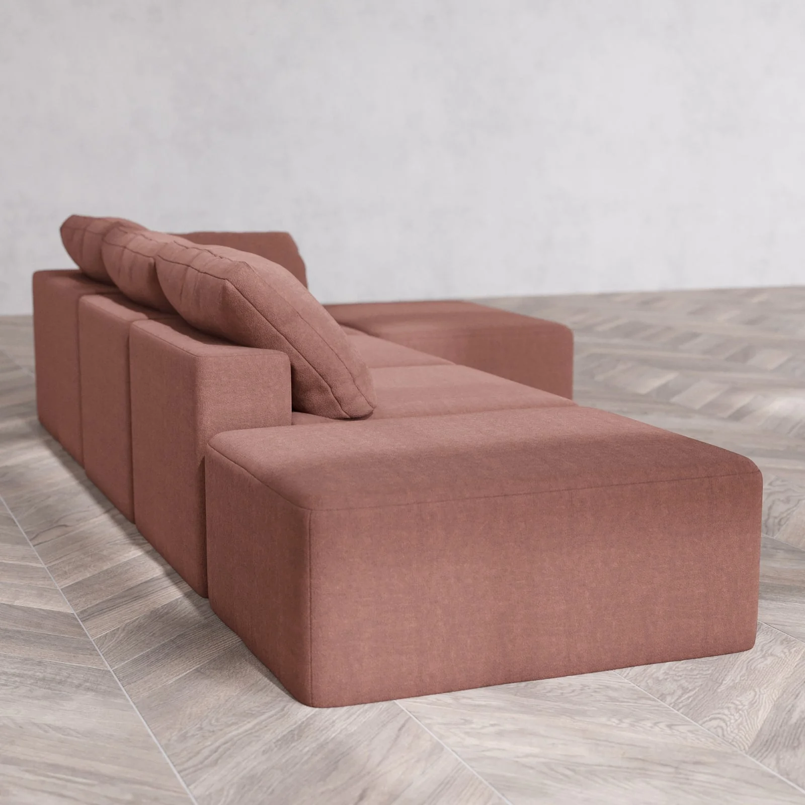Slipcover Only - Modular Washable 3-Seater Open End Chaise Sectional Cloud Sofa in Sumac | Right-Facing Arm - Image 6