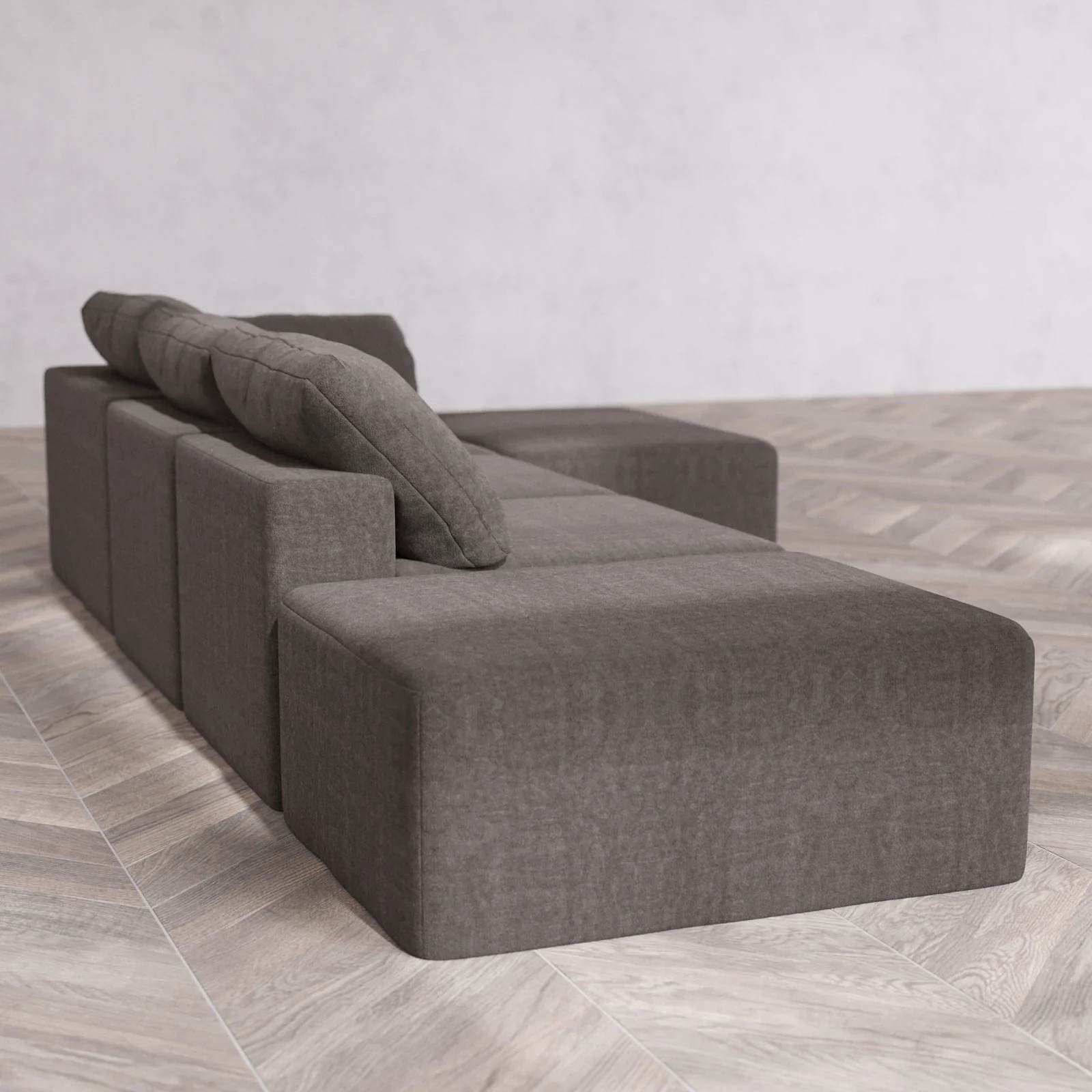 Slipcover Only - Modular Washable 3-Seater Open End Chaise Sectional Cloud Sofa in Truffle | Right-Facing Arm - Image 6