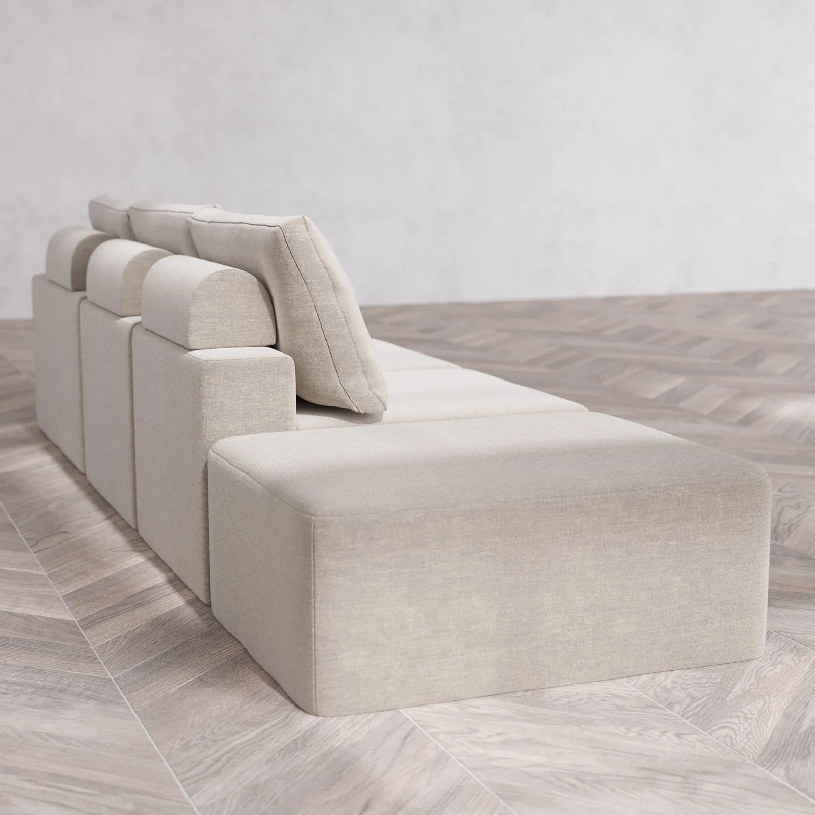 Slipcover Only - Modular Washable 3-Seater Open End Cloud + Bolster Sofa in Caraway | Right-Facing Arm - Image 6
