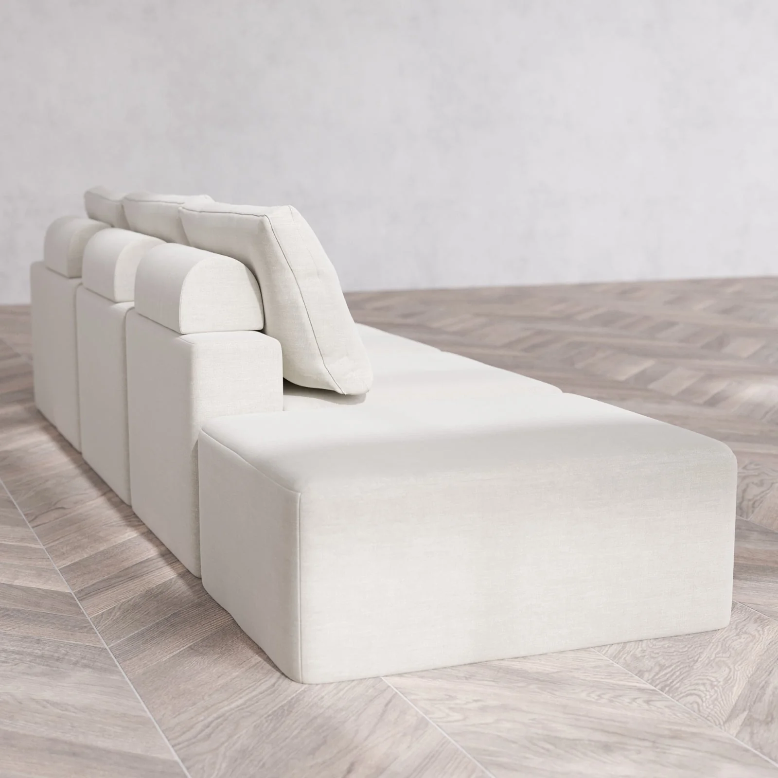 Slipcover Only - Modular Washable 3-Seater Open End Cloud + Bolster Sofa in Cashew | Right-Facing Arm - Image 6