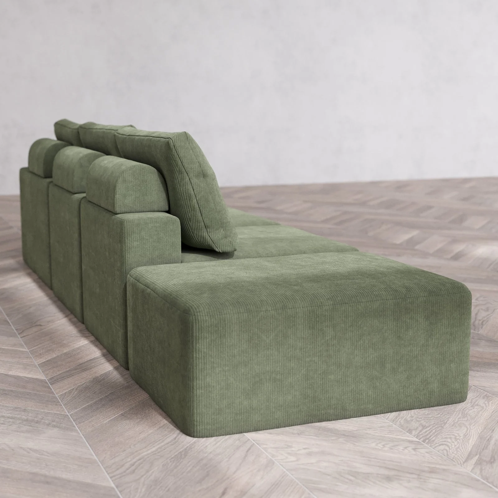 Slipcover Only - Modular Washable 3-Seater Open End Cloud + Bolster Sofa in Juniper | Right-Facing Arm - Image 6