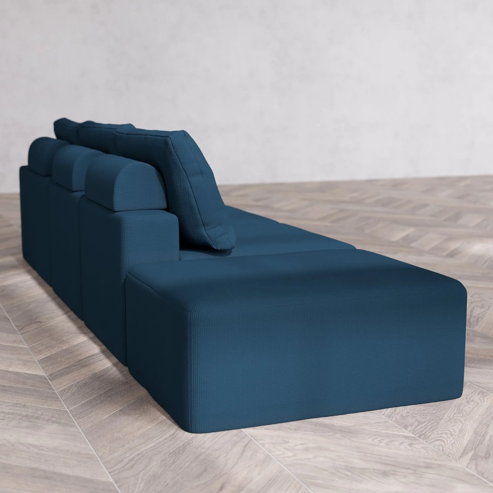 Slipcover Only - Modular Washable 3-Seater Open End Cloud + Bolster Sofa in Lazuli | Right-Facing Arm - Image 6
