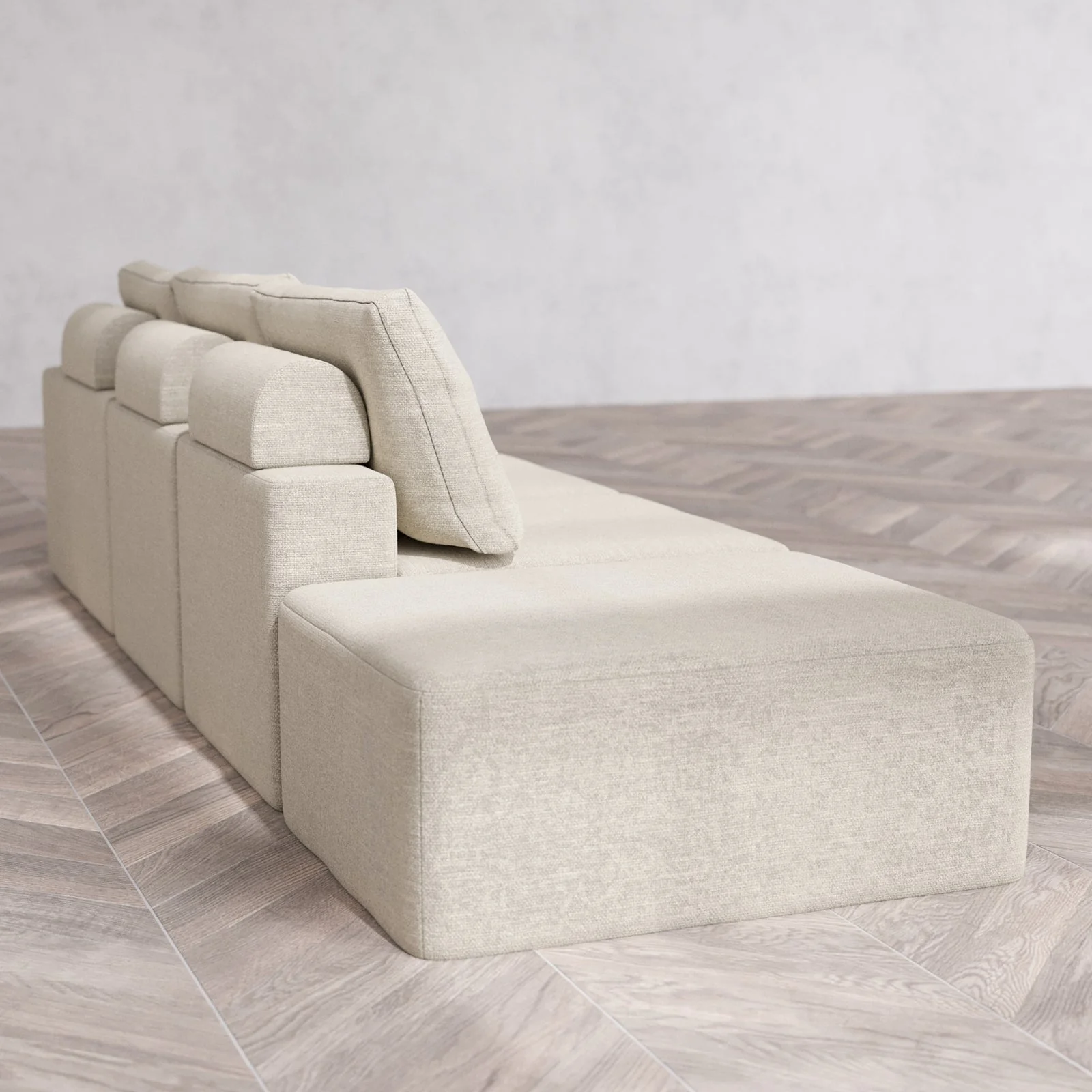 Slipcover Only - Modular Washable 3-Seater Open End Cloud + Bolster Sofa in Sandstone | Right-Facing Arm - Image 6