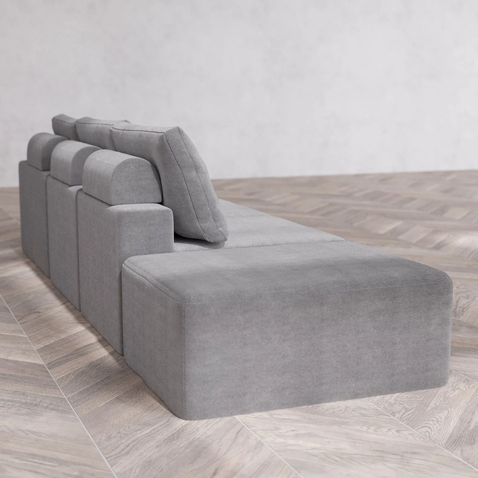 Slipcover Only - Modular Washable 3-Seater Open End Cloud + Bolster Sofa in Slate | Right-Facing Arm - Image 6