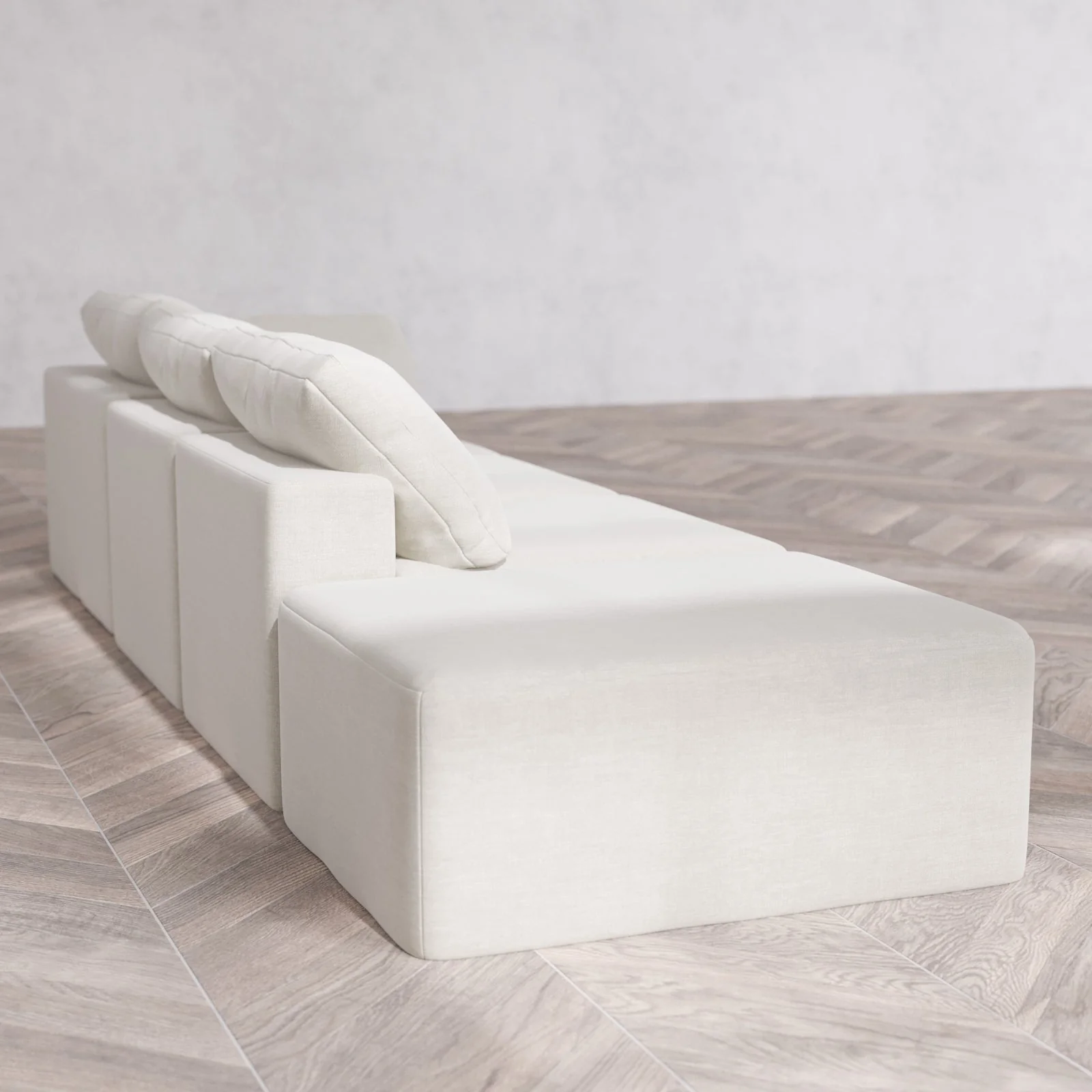 Slipcover Only - Modular Washable 3-Seater Open End Cloud Sofa in Cashew | Right-Facing Arm - Image 6