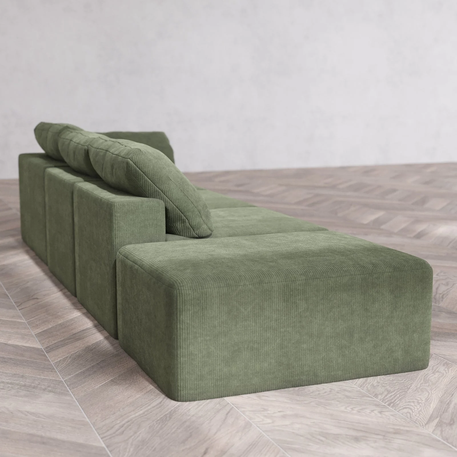 Slipcover Only - Modular Washable 3-Seater Open End Cloud Sofa in Juniper | Right-Facing Arm - Image 6