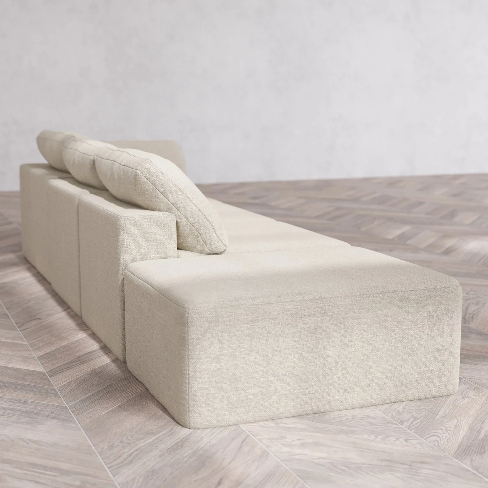 Slipcover Only - Modular Washable 3-Seater Open End Cloud Sofa in Sandstone | Right-Facing Arm - Image 6