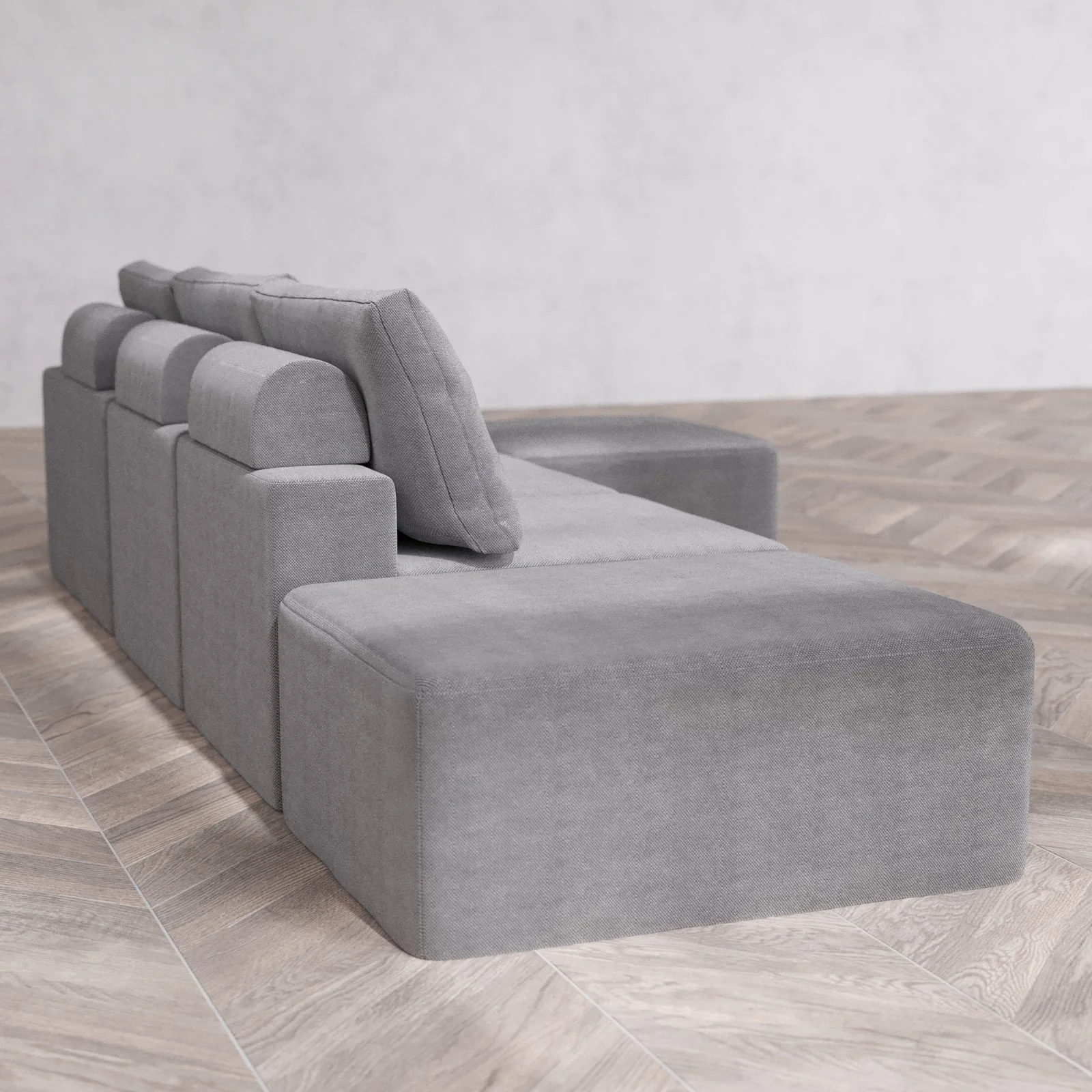 Slipcover Only - Modular Washable 3-Seater Open End Sectional Cloud + Bolster Sofa in Slate | Right-Facing Arm - Image 6