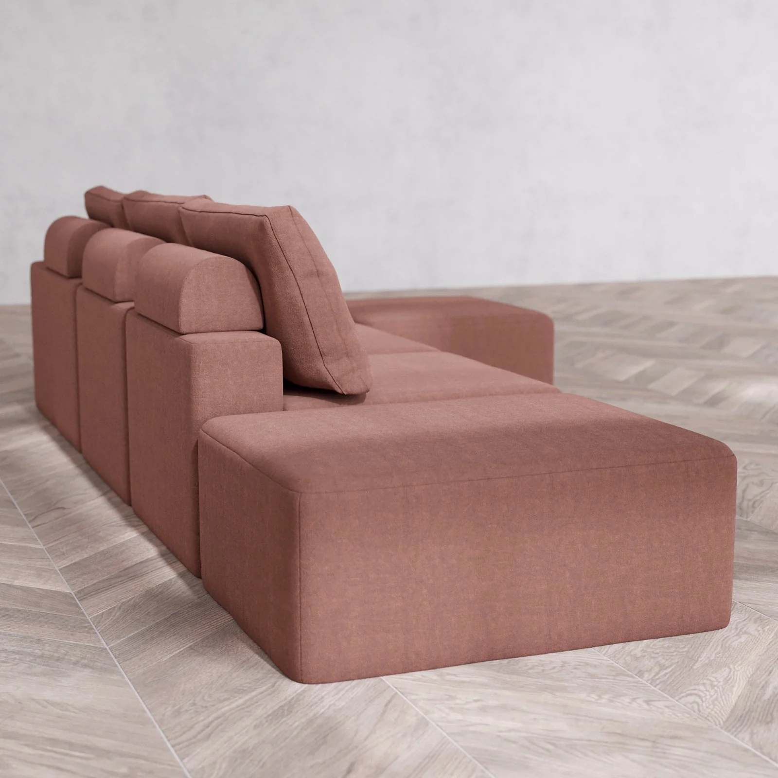 Slipcover Only - Modular Washable 3-Seater Open End Sectional Cloud + Bolster Sofa in Sumac | Right-Facing Arm - Image 6