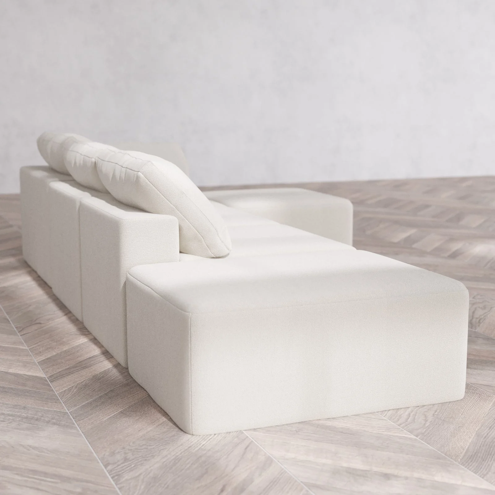 Slipcover Only - Modular Washable 3-Seater Open End Sectional Cloud Sofa in Pearl | Right-Facing Arm - Image 6