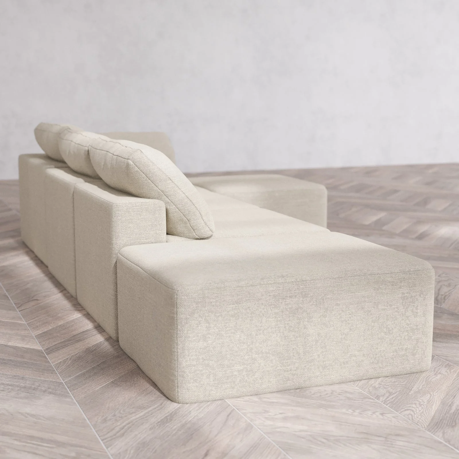 Slipcover Only - Modular Washable 3-Seater Open End Sectional Cloud Sofa in Sandstone | Right-Facing Arm - Image 6