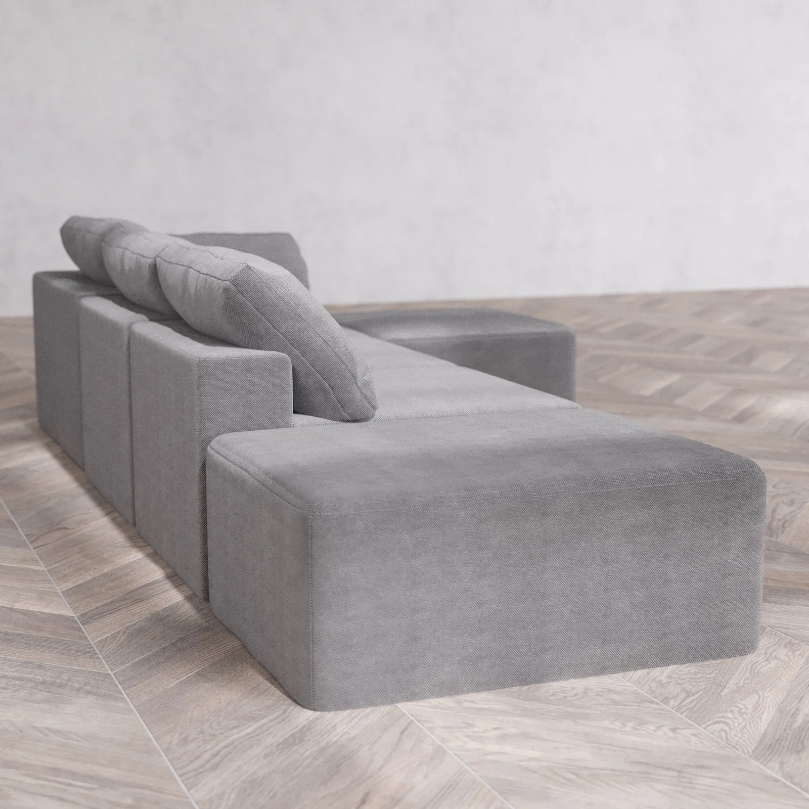 Slipcover Only - Modular Washable 3-Seater Open End Sectional Cloud Sofa in Slate | Right-Facing Arm - Image 6