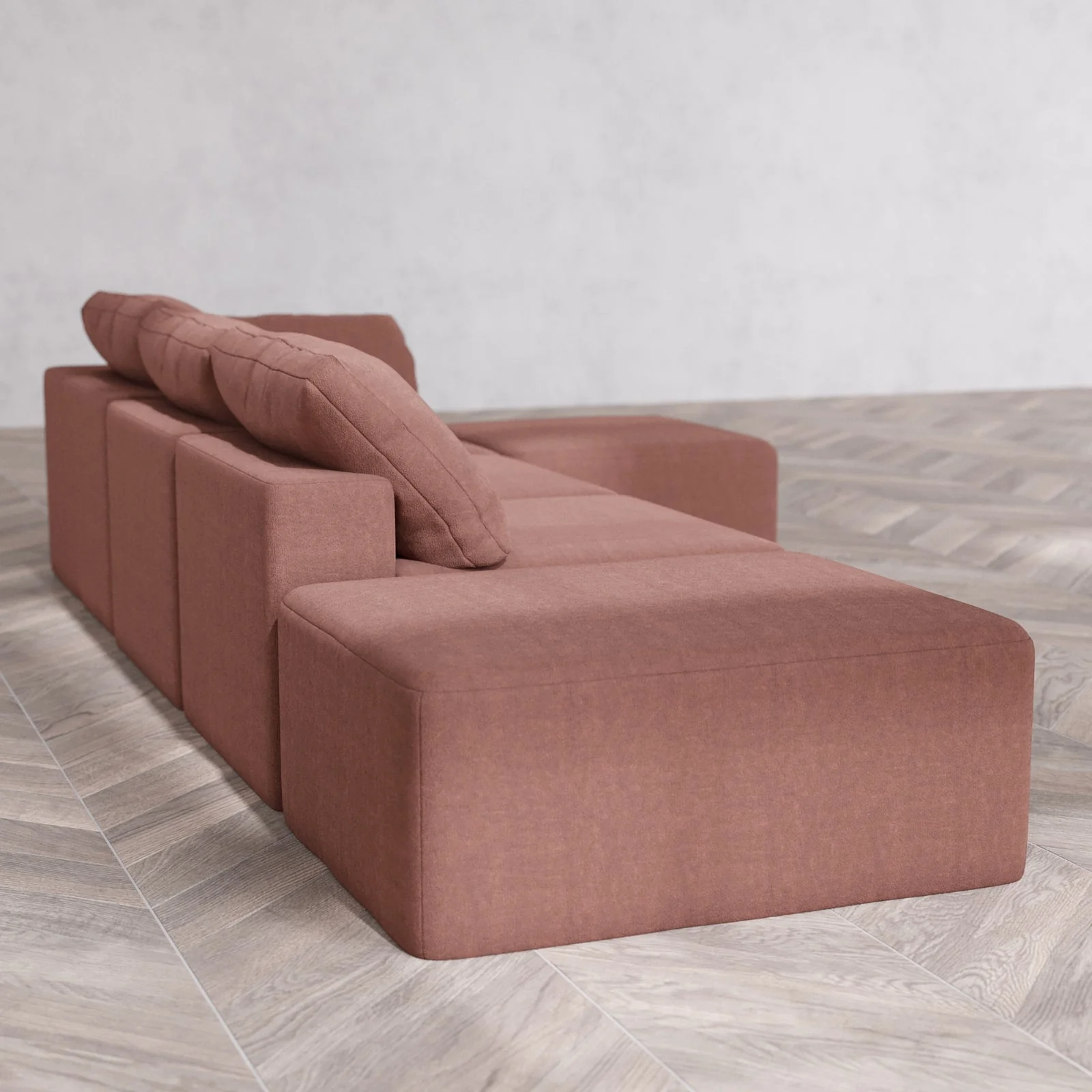 Slipcover Only - Modular Washable 3-Seater Open End Sectional Cloud Sofa in Sumac | Right-Facing Arm - Image 6