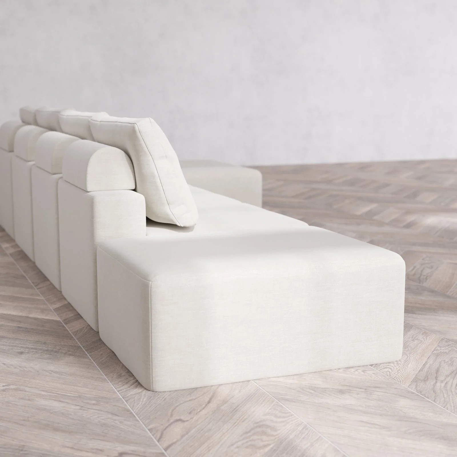Slipcover Only - Modular Washable 4-Seater Open End Chaise Sectional Cloud + Bolster Sofa in Cashew | Right-Facing Arm - Image 6