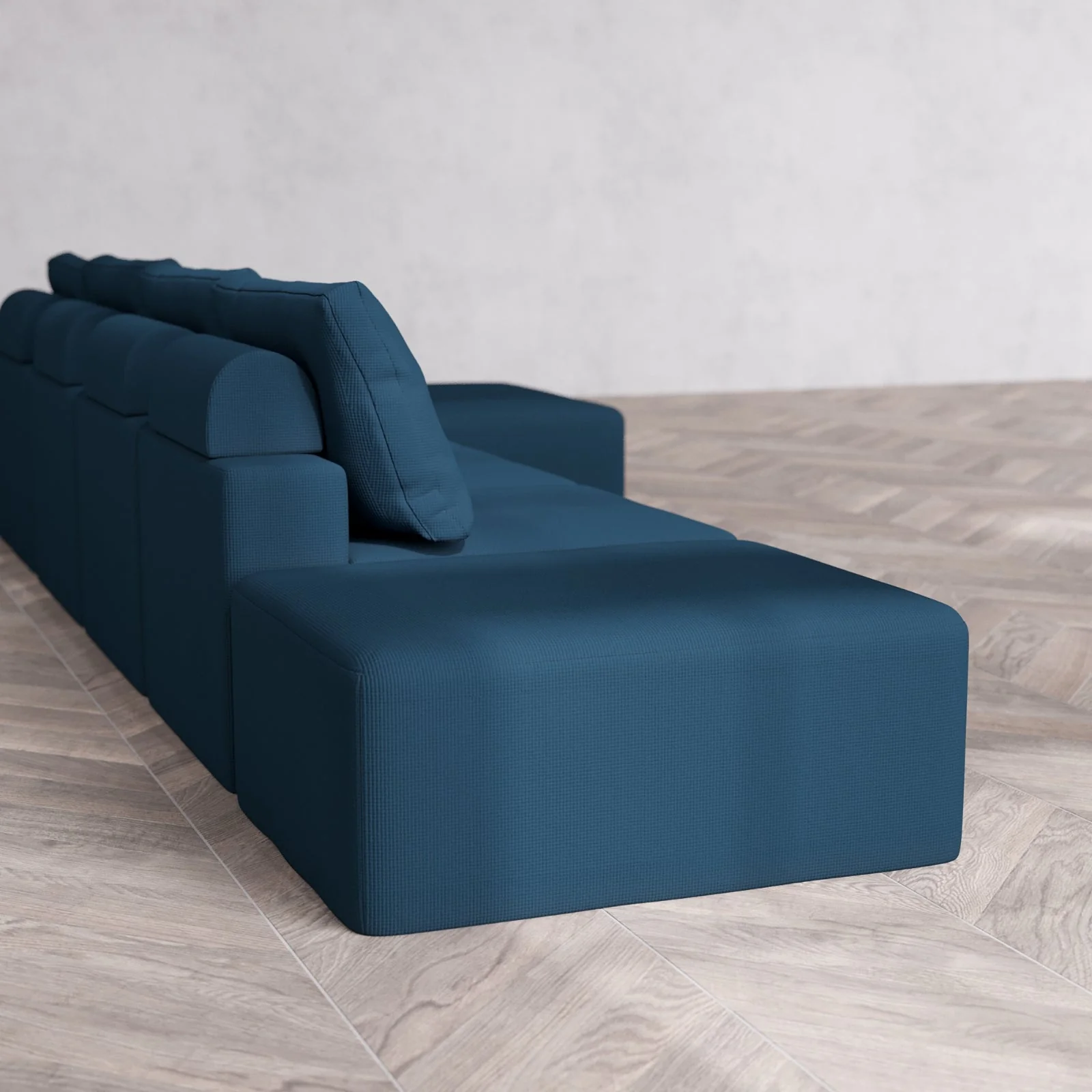 Slipcover Only - Modular Washable 4-Seater Open End Chaise Sectional Cloud + Bolster Sofa in Lazuli | Right-Facing Arm - Image 6
