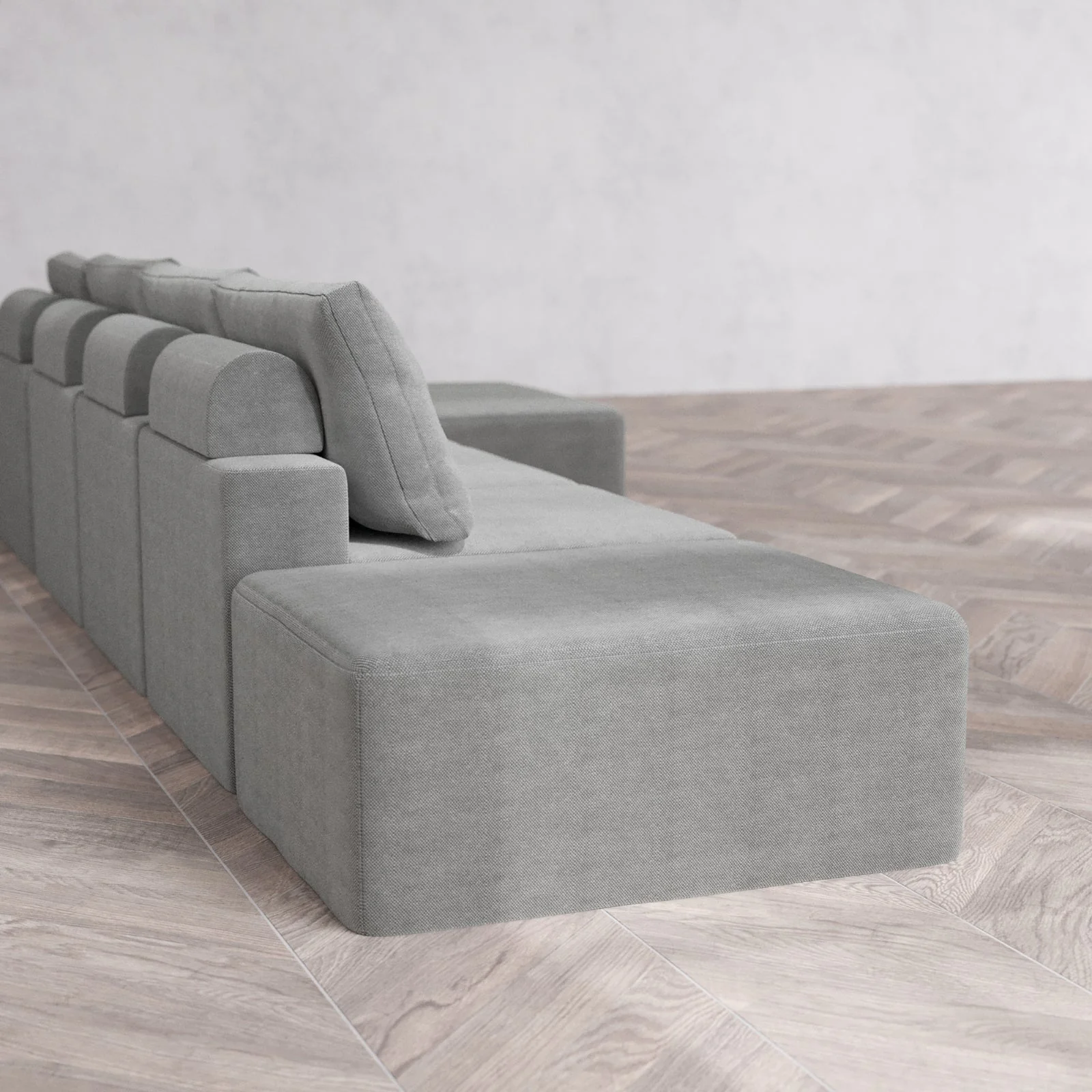 Slipcover Only - Modular Washable 4-Seater Open End Chaise Sectional Cloud + Bolster Sofa in Slate | Right-Facing Arm - Image 6