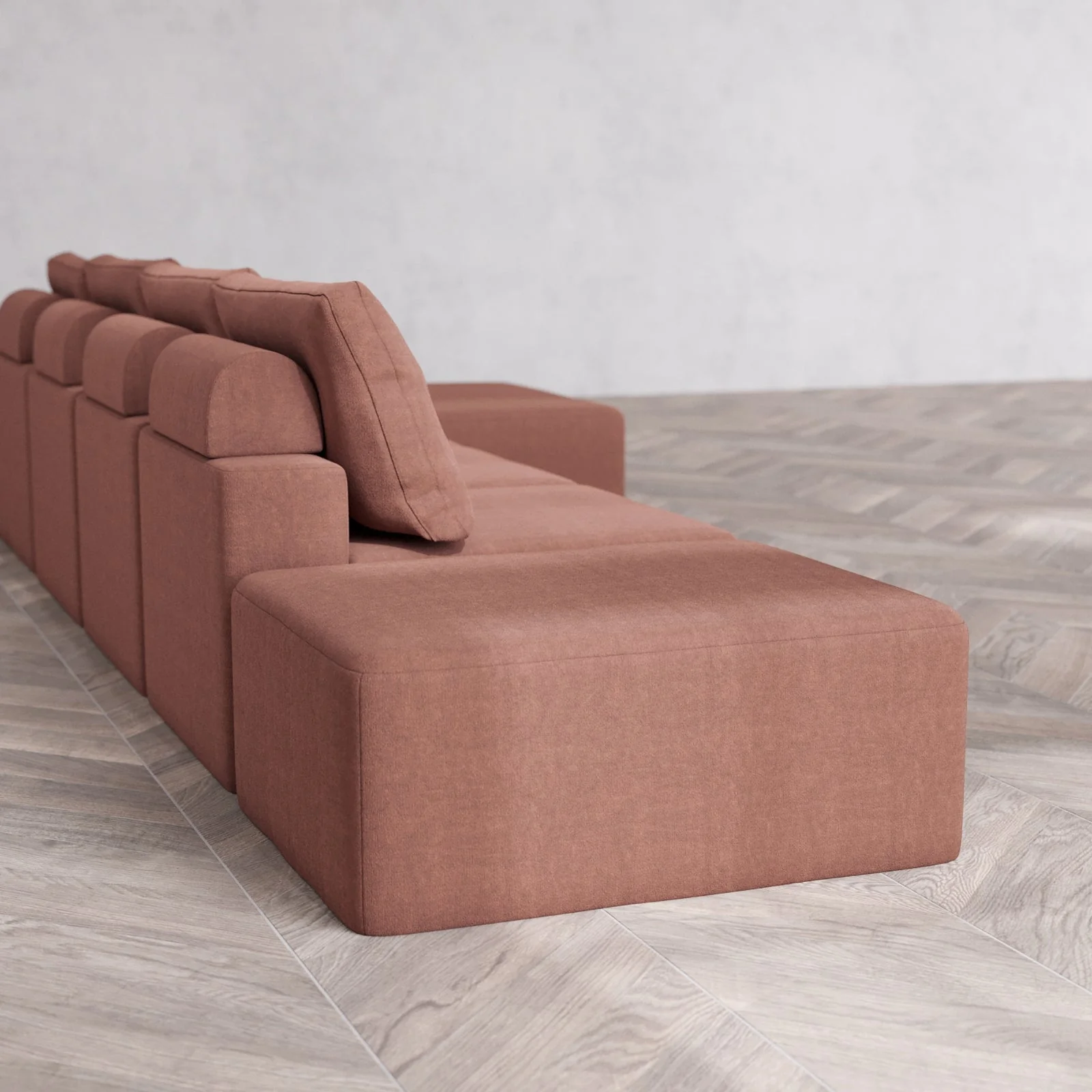 Slipcover Only - Modular Washable 4-Seater Open End Chaise Sectional Cloud + Bolster Sofa in Sumac | Right-Facing Arm - Image 6