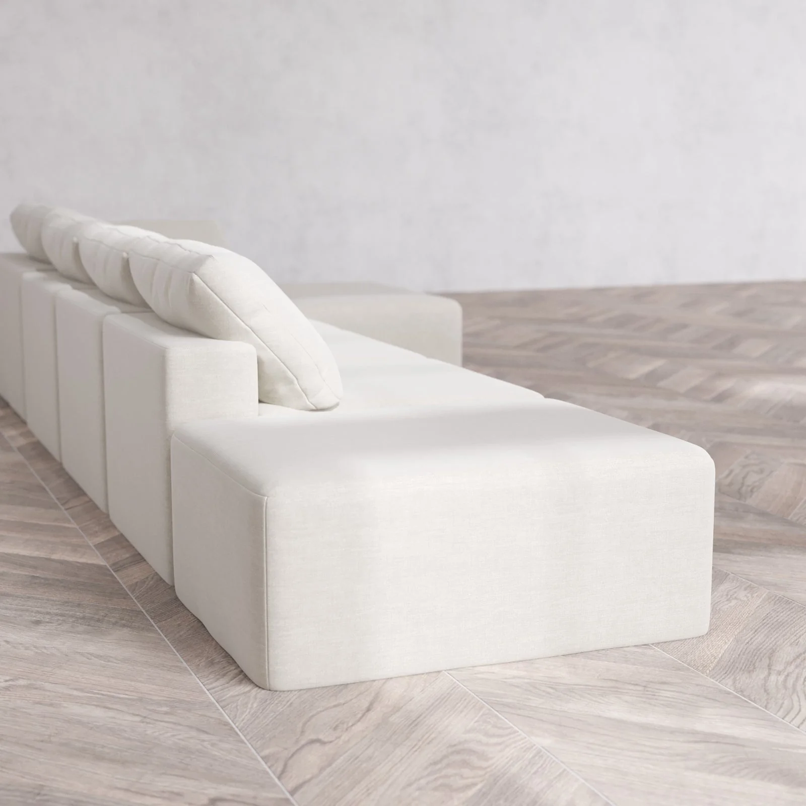Slipcover Only - Modular Washable 4-Seater Open End Chaise Sectional Cloud Sofa in Cashew | Right-Facing Arm - Image 6
