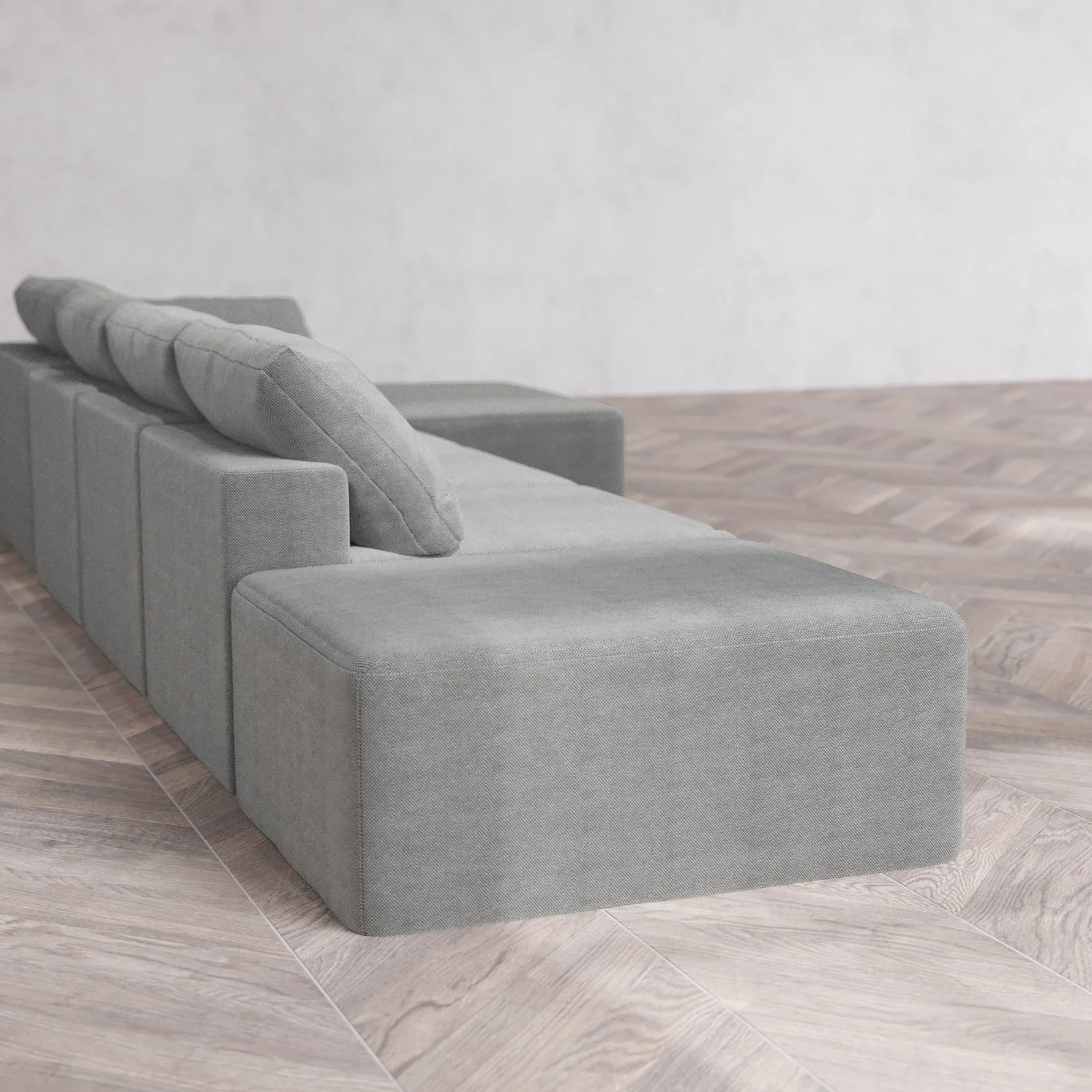Slipcover Only - Modular Washable 4-Seater Open End Chaise Sectional Cloud Sofa in Slate | Right-Facing Arm - Image 6