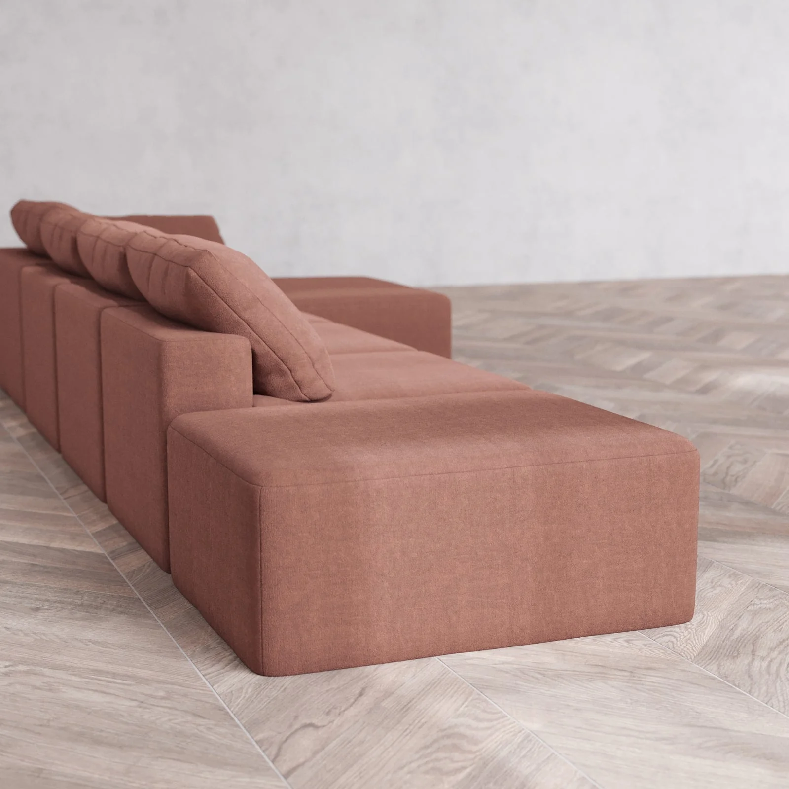 Slipcover Only - Modular Washable 4-Seater Open End Chaise Sectional Cloud Sofa in Sumac | Right-Facing Arm - Image 6
