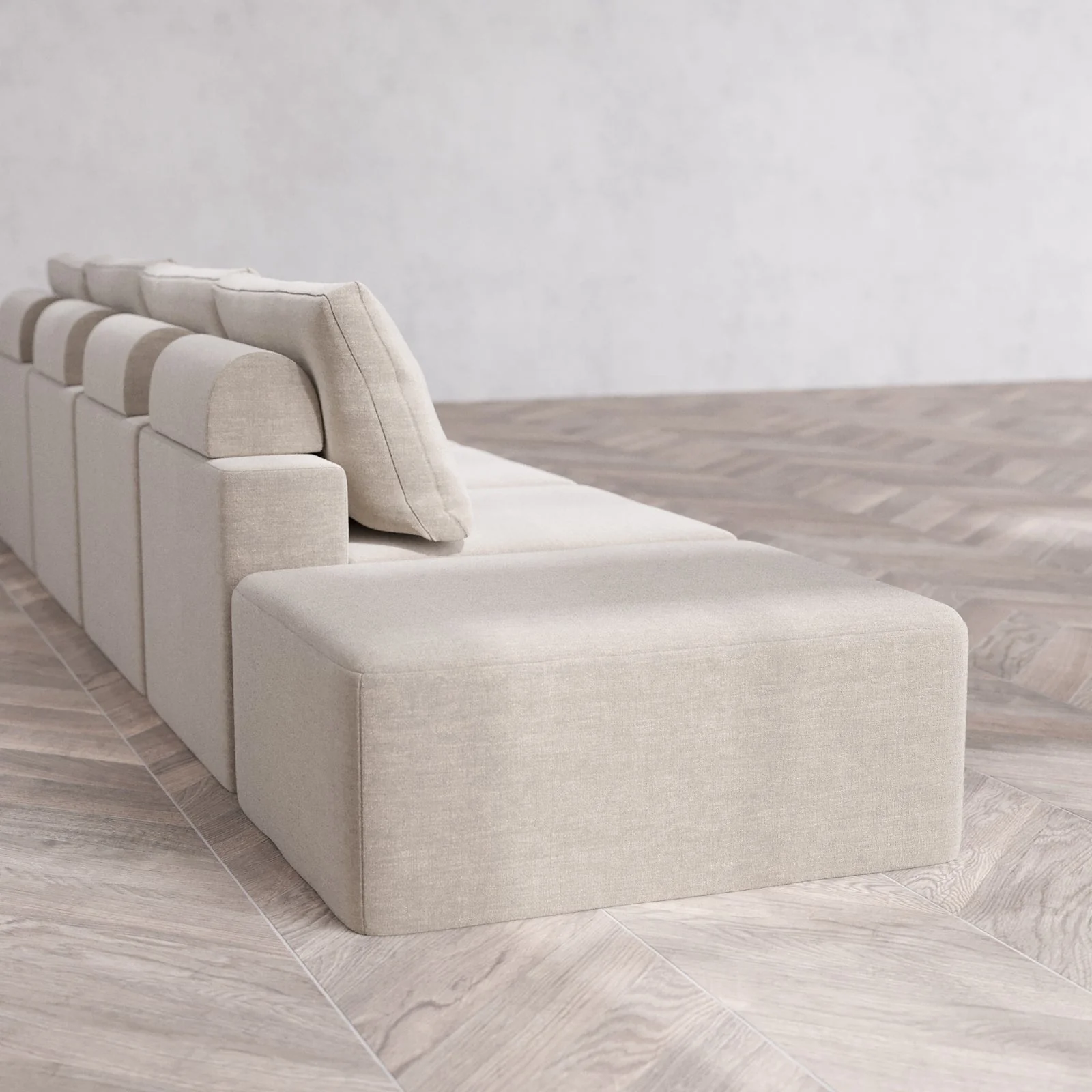 Slipcover Only - Modular Washable 4-Seater Open End Cloud + Bolster Sofa in Caraway | Right-Facing Arm - Image 6