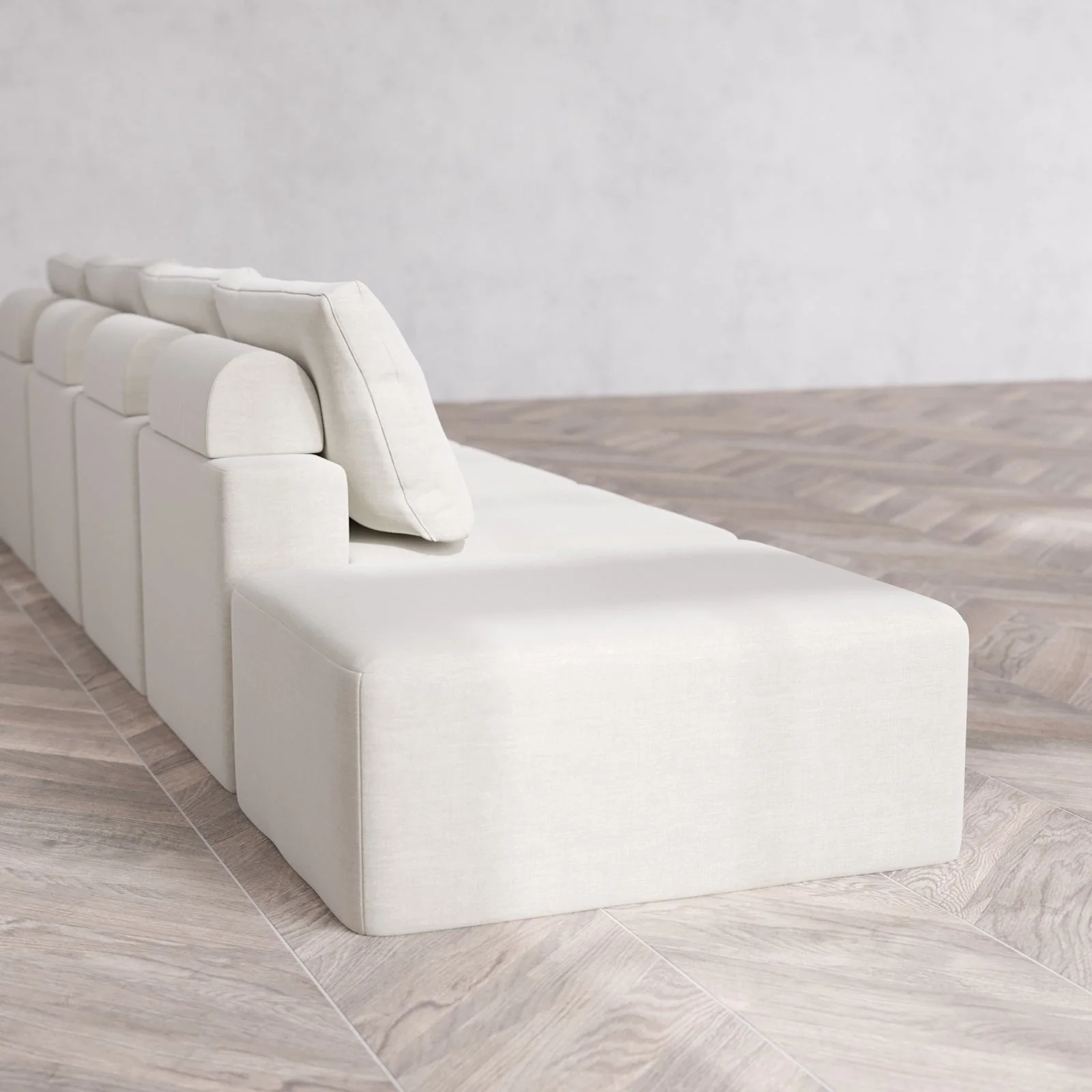 Slipcover Only - Modular Washable 4-Seater Open End Cloud + Bolster Sofa in Cashew | Right-Facing Arm - Image 6