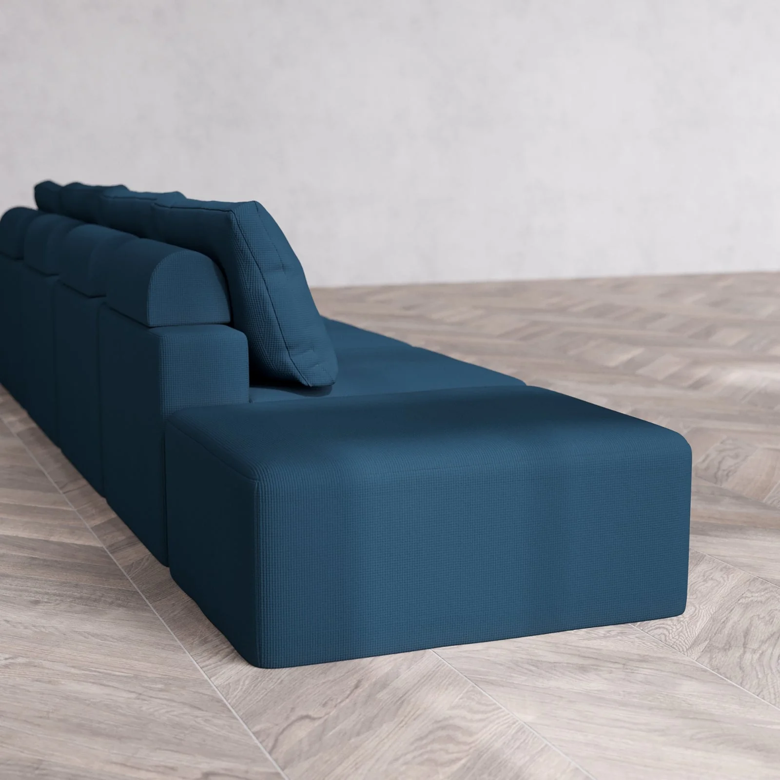 Slipcover Only - Modular Washable 4-Seater Open End Cloud + Bolster Sofa in Lazuli | Right-Facing Arm - Image 6