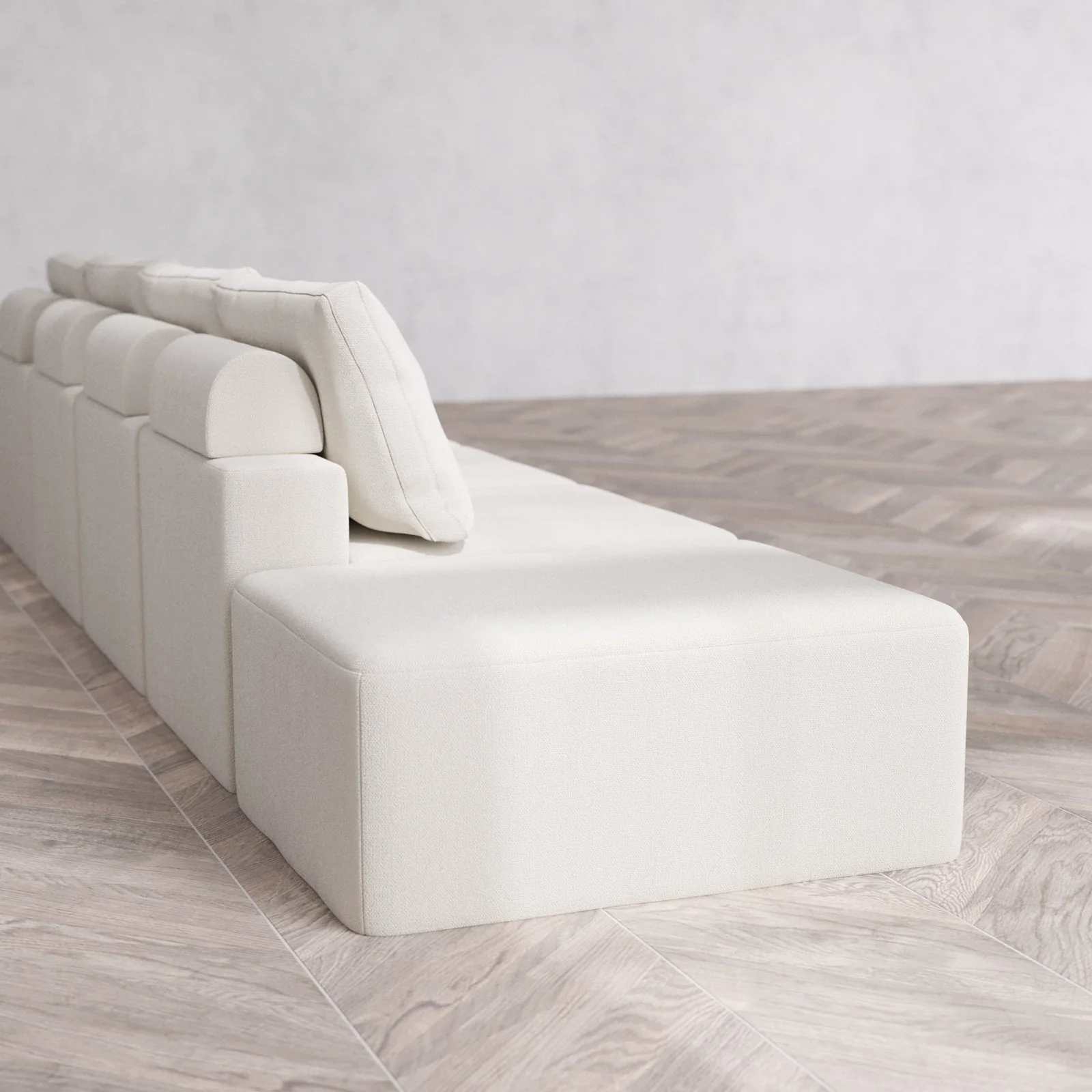 Slipcover Only - Modular Washable 4-Seater Open End Cloud + Bolster Sofa in Pearl | Right-Facing Arm - Image 6