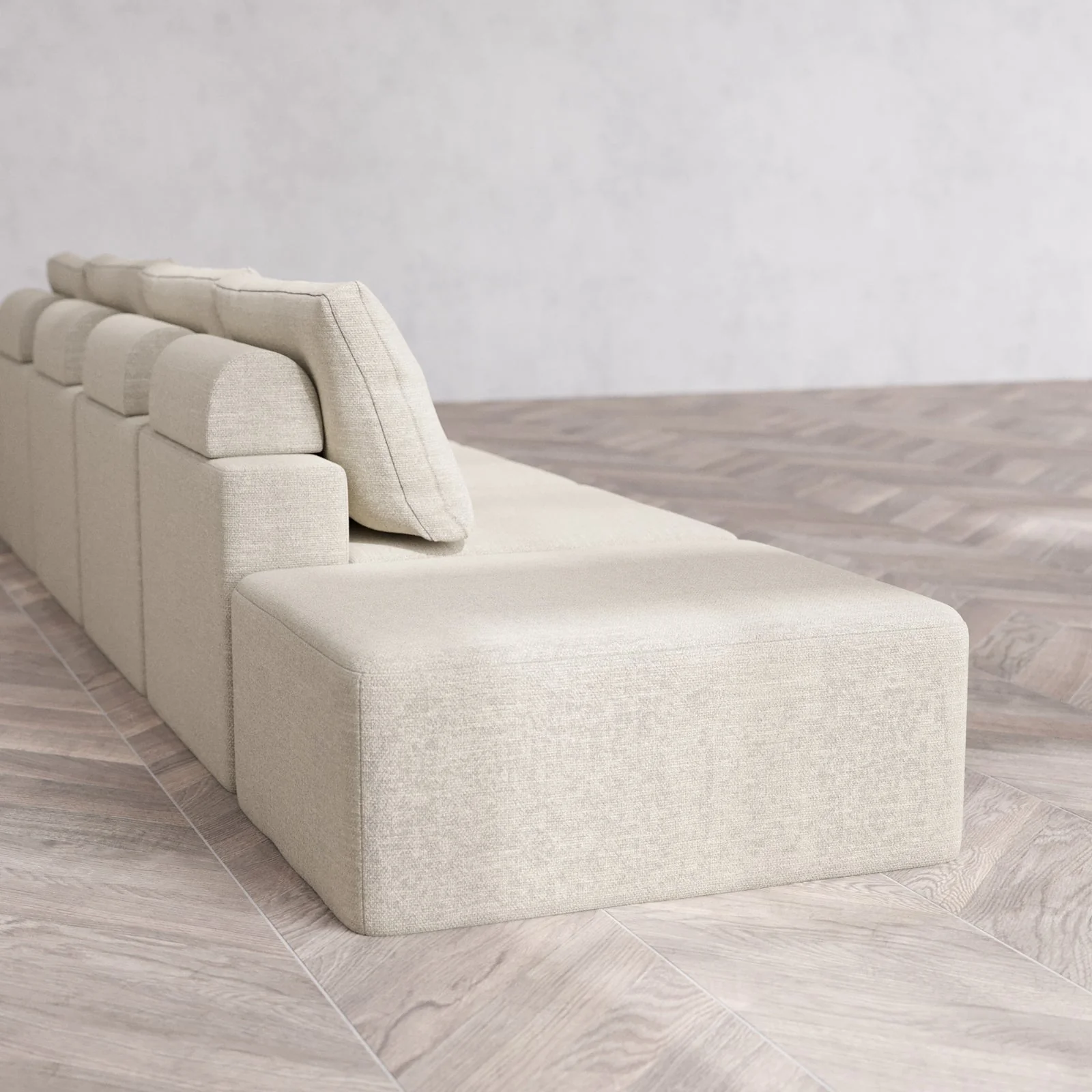 Slipcover Only - Modular Washable 4-Seater Open End Cloud + Bolster Sofa in Sandstone | Right-Facing Arm - Image 6