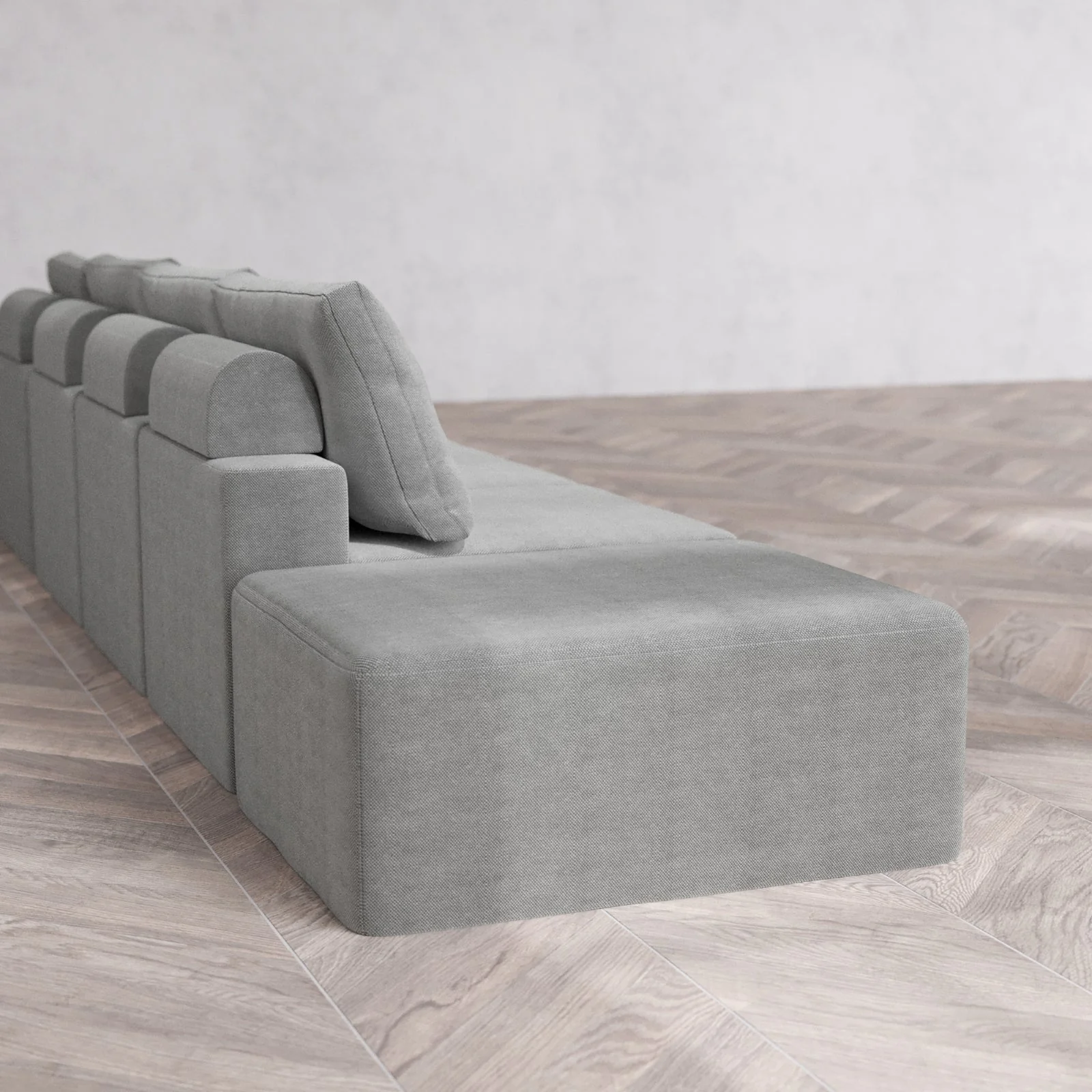 Slipcover Only - Modular Washable 4-Seater Open End Cloud + Bolster Sofa in Slate | Right-Facing Arm - Image 6