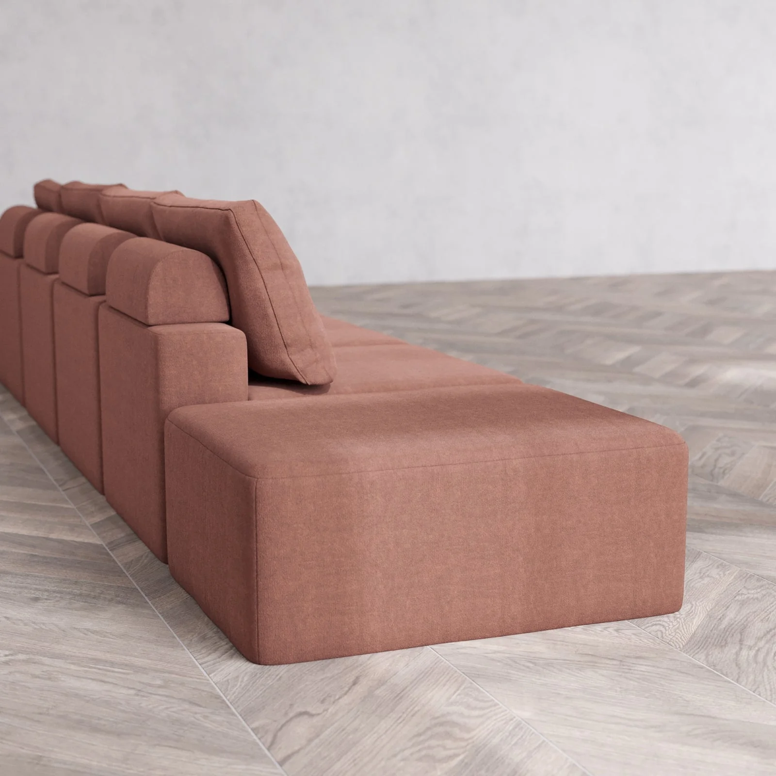 Slipcover Only - Modular Washable 4-Seater Open End Cloud + Bolster Sofa in Sumac | Right-Facing Arm - Image 6