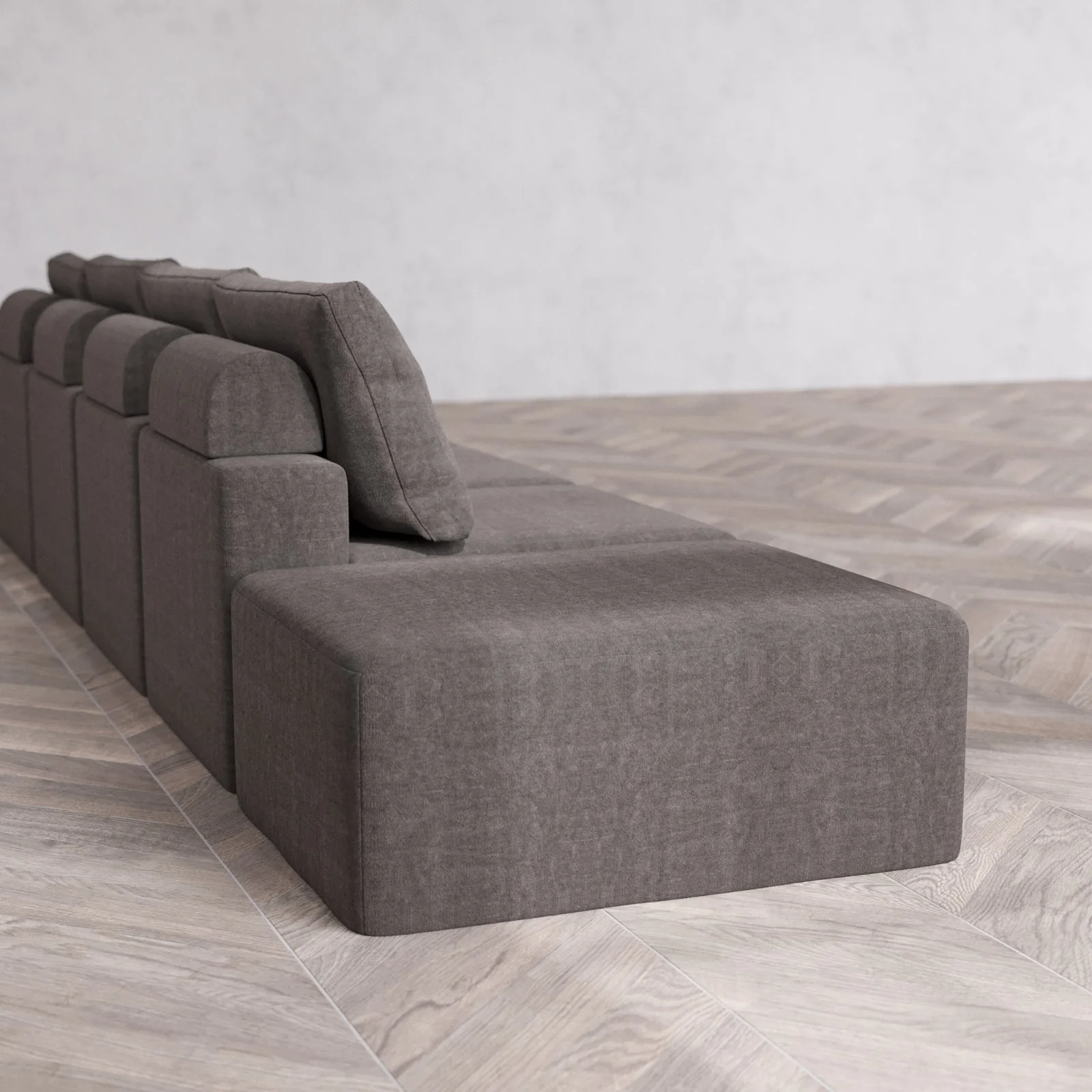 Slipcover Only - Modular Washable 4-Seater Open End Cloud + Bolster Sofa in Truffle | Right-Facing Arm - Image 6