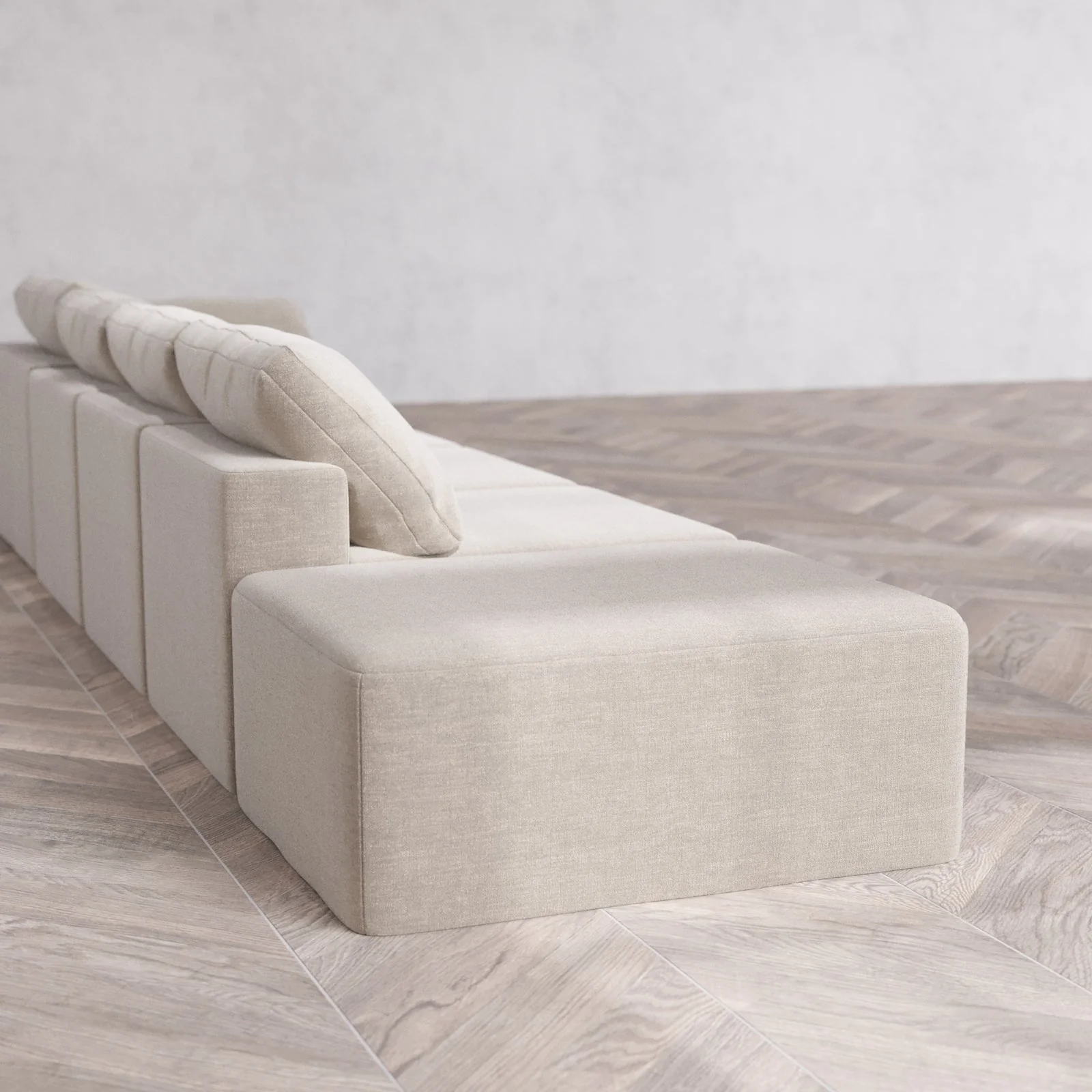 Slipcover Only - Modular Washable 4-Seater Open End Cloud Sofa in Caraway | Right-Facing Arm - Image 6