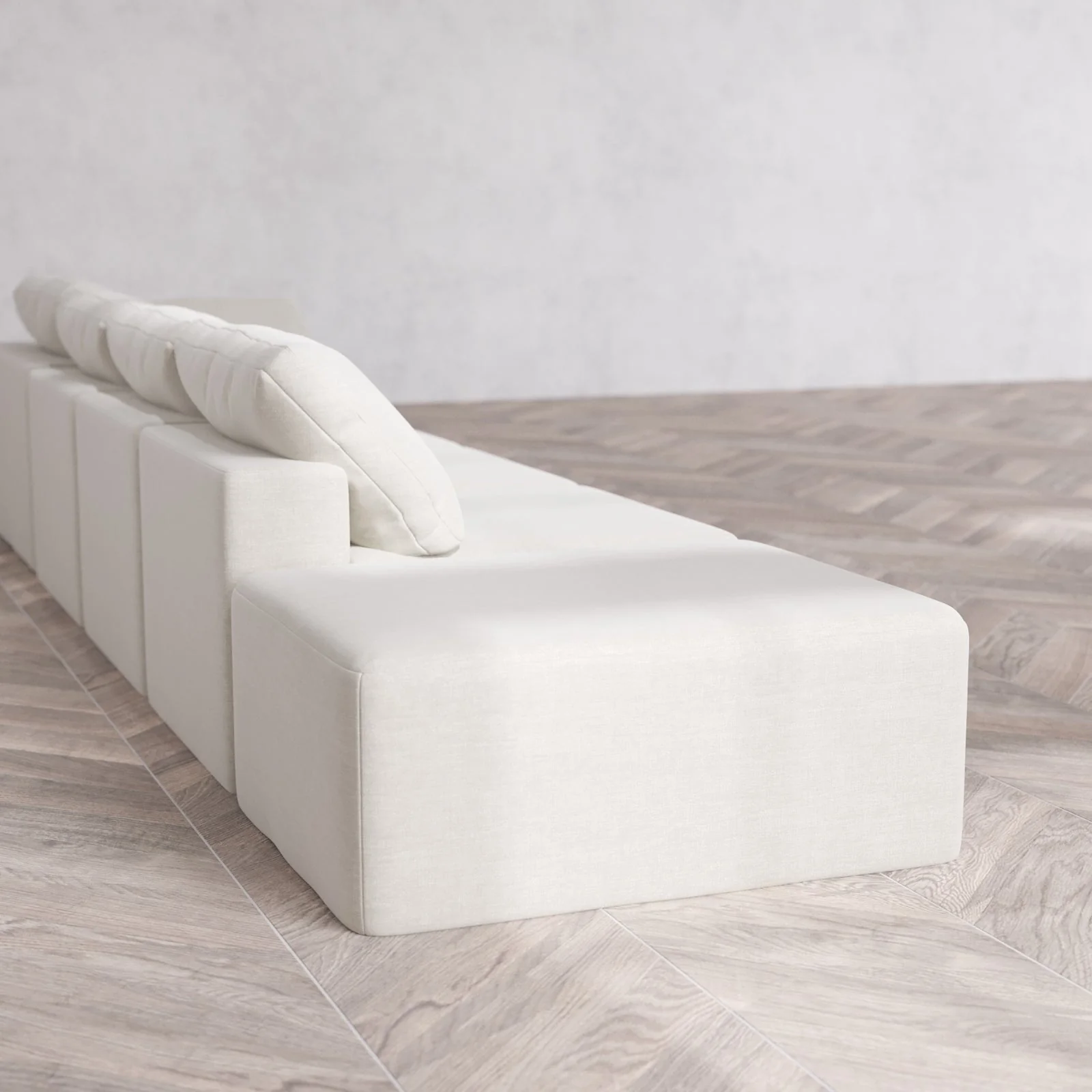Slipcover Only - Modular Washable 4-Seater Open End Cloud Sofa in Cashew | Right-Facing Arm - Image 6
