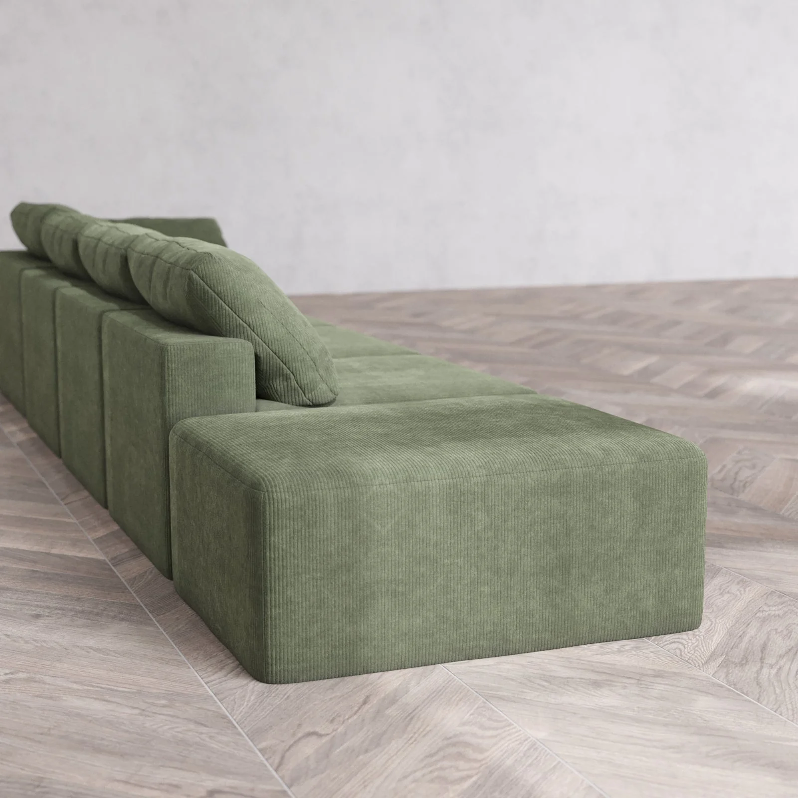 Slipcover Only - Modular Washable 4-Seater Open End Cloud Sofa in Juniper | Right-Facing Arm - Image 6
