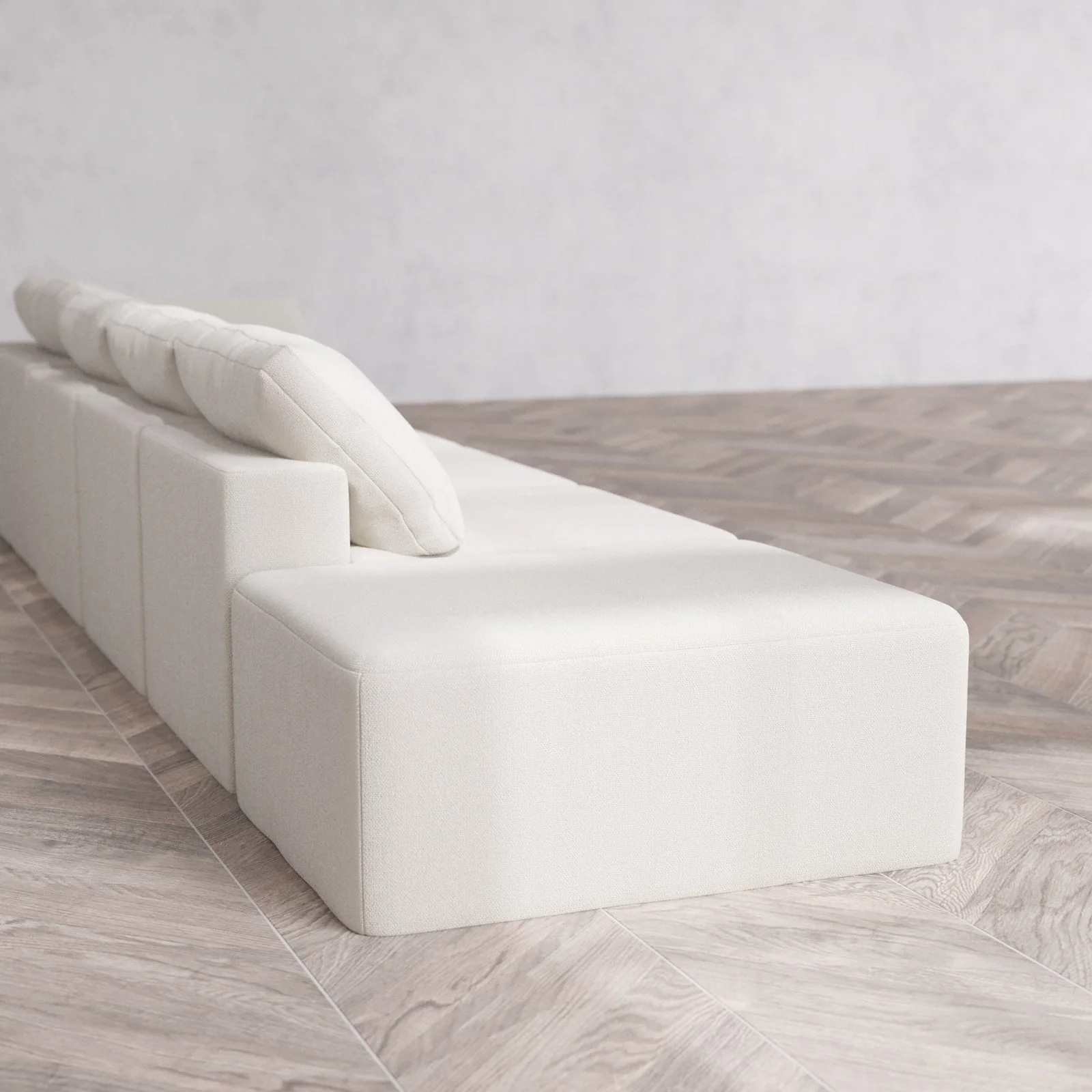 Slipcover Only - Modular Washable 4-Seater Open End Cloud Sofa in Pearl | Right-Facing Arm - Image 6