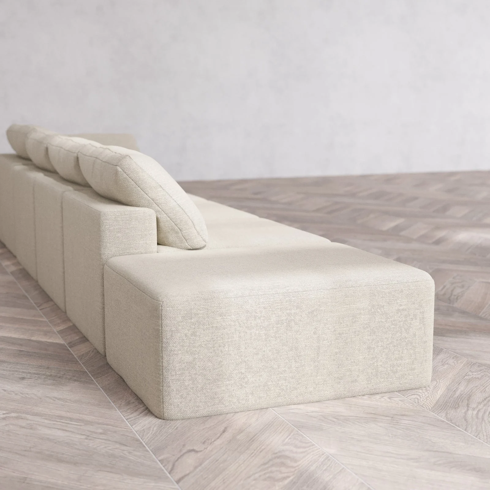 Slipcover Only - Modular Washable 4-Seater Open End Cloud Sofa in Sandstone | Right-Facing Arm - Image 6