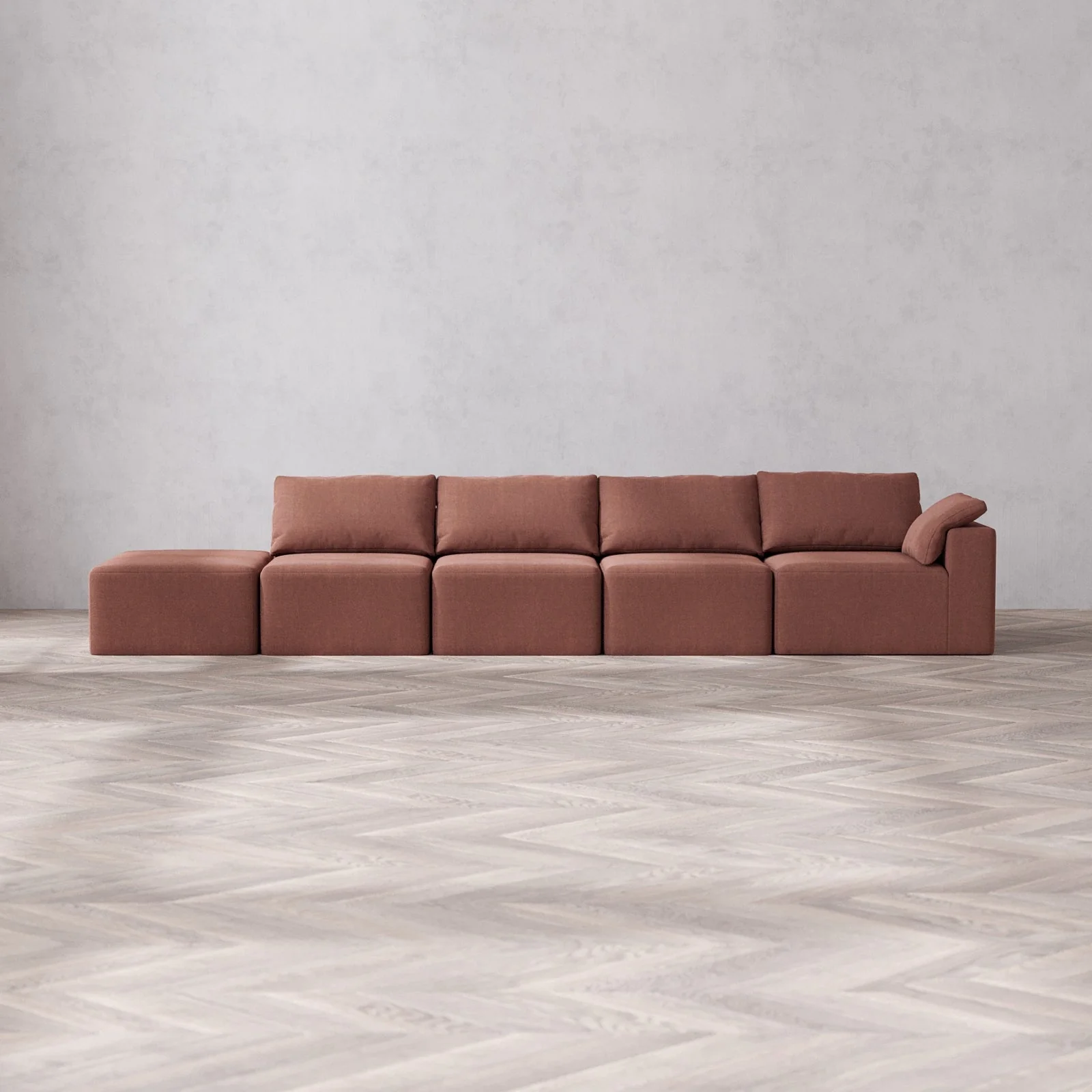 Slipcover Only - Modular Washable 4-Seater Open End Cloud Sofa in Sumac | Right-Facing Arm