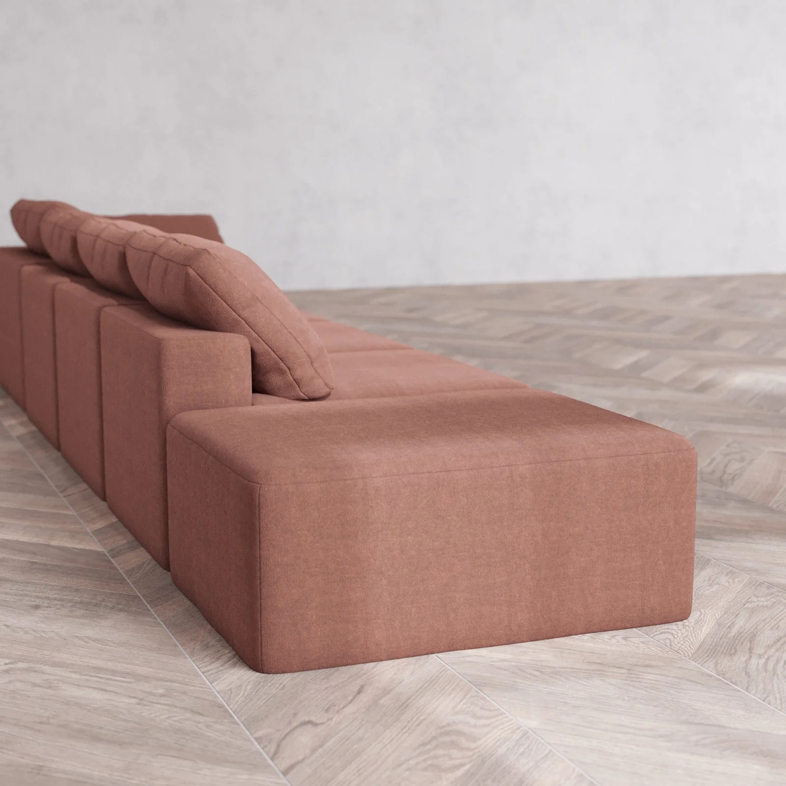 Slipcover Only - Modular Washable 4-Seater Open End Cloud Sofa in Sumac | Right-Facing Arm - Image 6