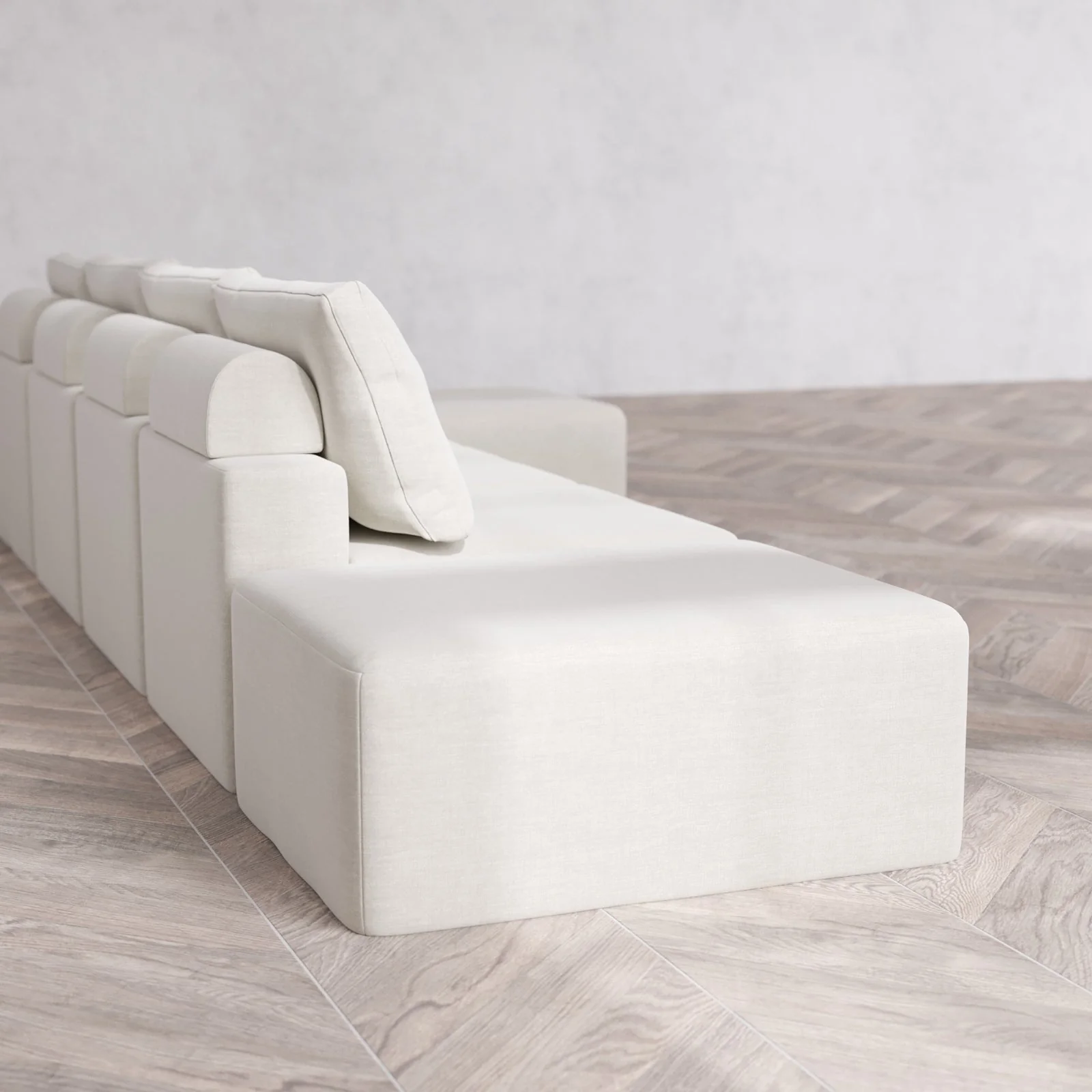 Slipcover Only - Modular Washable 4-Seater Open End Sectional Cloud + Bolster Sofa in Cashew | Right-Facing Arm - Image 6